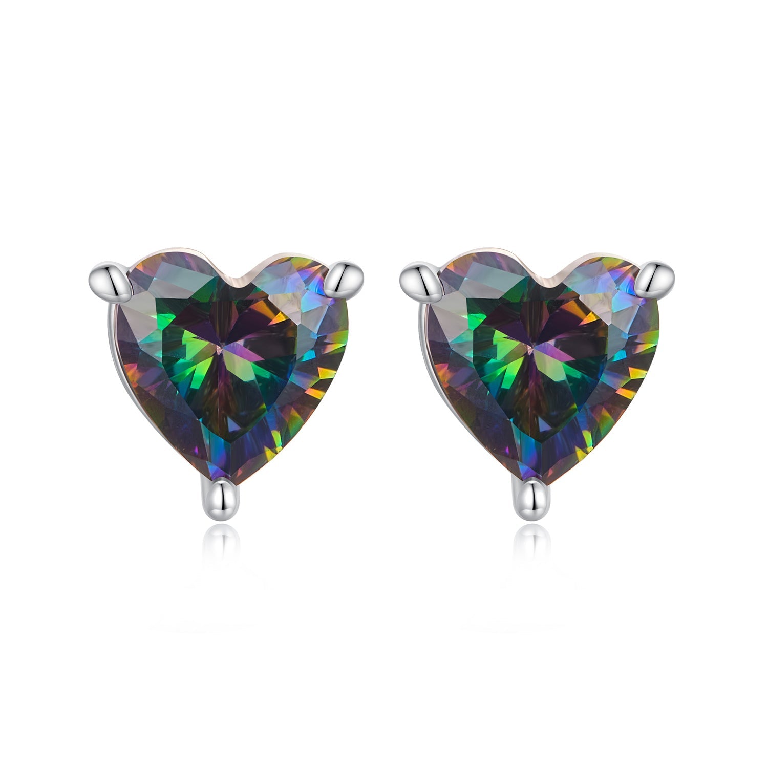 925 Sterling Silver Earrings 7mm Width with Transparent Glass for Women