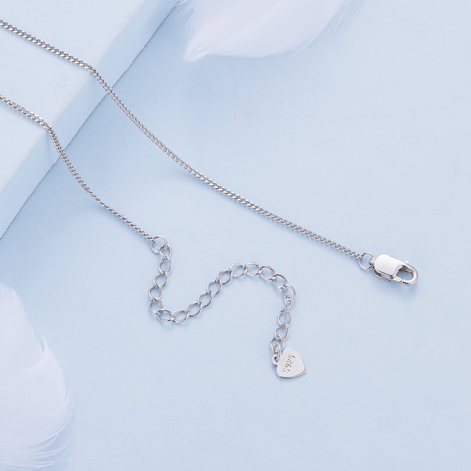 925 Sterling Silver 16mm x 10mm Platinum Plated Necklace for Unisex
