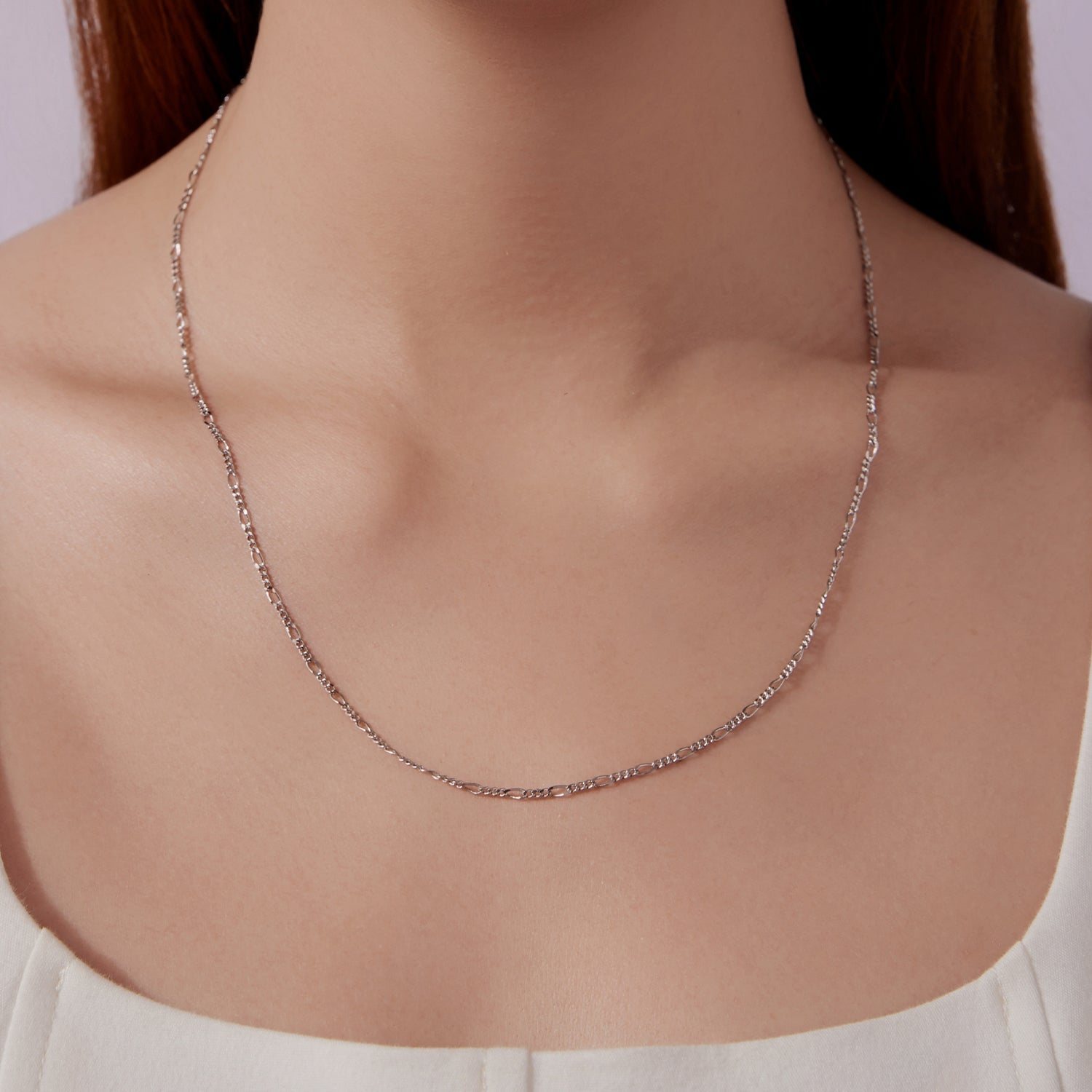 925 Sterling Silver 40cm Necklace with Plated White Gold