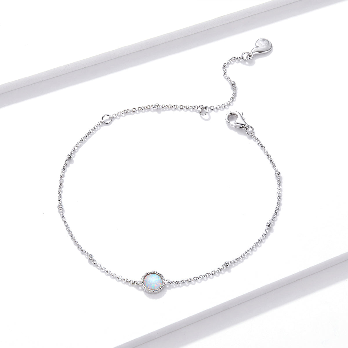 925 Sterling Silver Opal Bracelet for Women - Adjustable Size, Translucent Color