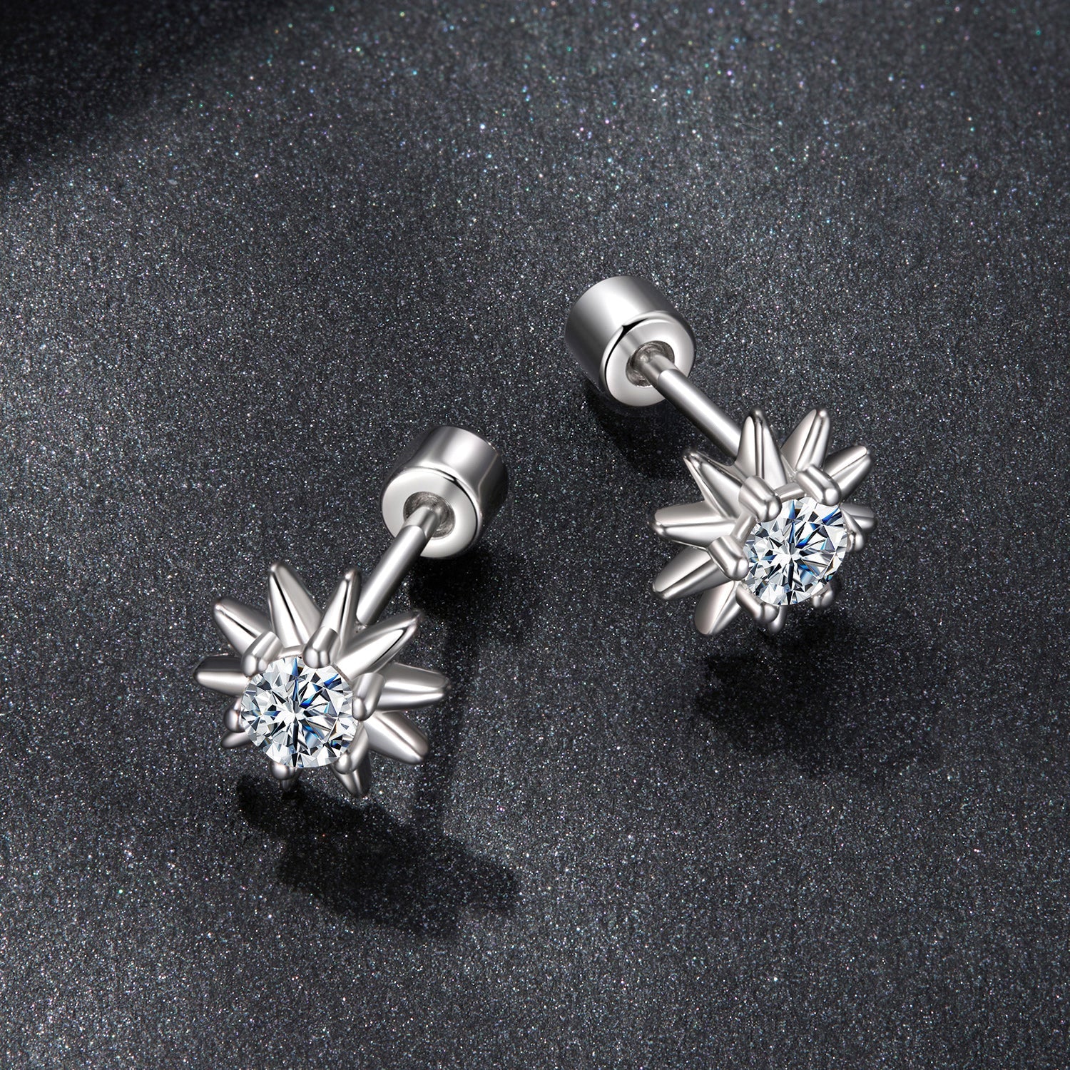 925 Sterling Silver Moissanite 0.10 Carat Earrings for Women - 0.7cm Size