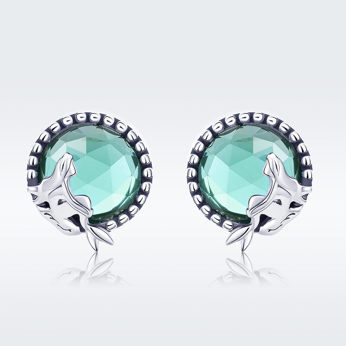 S925 Oxidized Silver Transparent Glass Earrings for Women