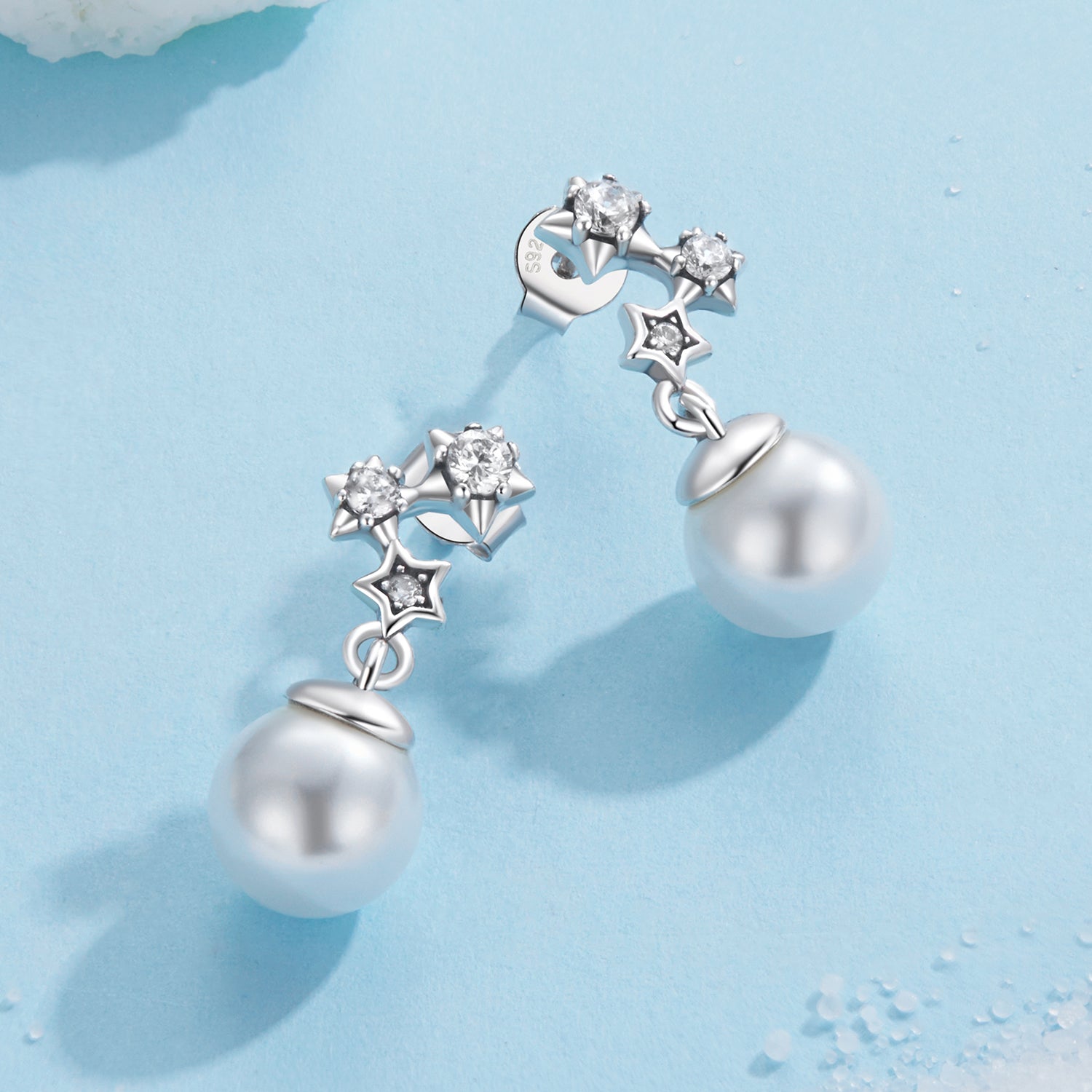 925 Sterling Silver Earrings with Quality Shell Pearl and CZ for Women