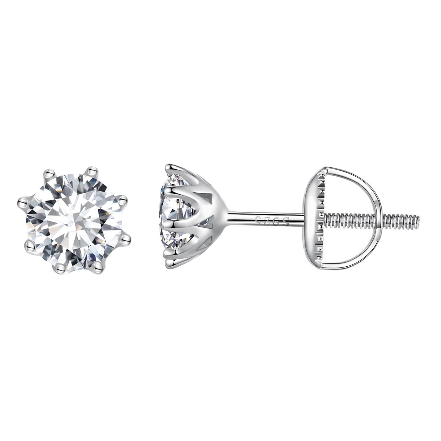 S925 Silver 0.5 Carat Moissanite Earrings 6.0mm for Women