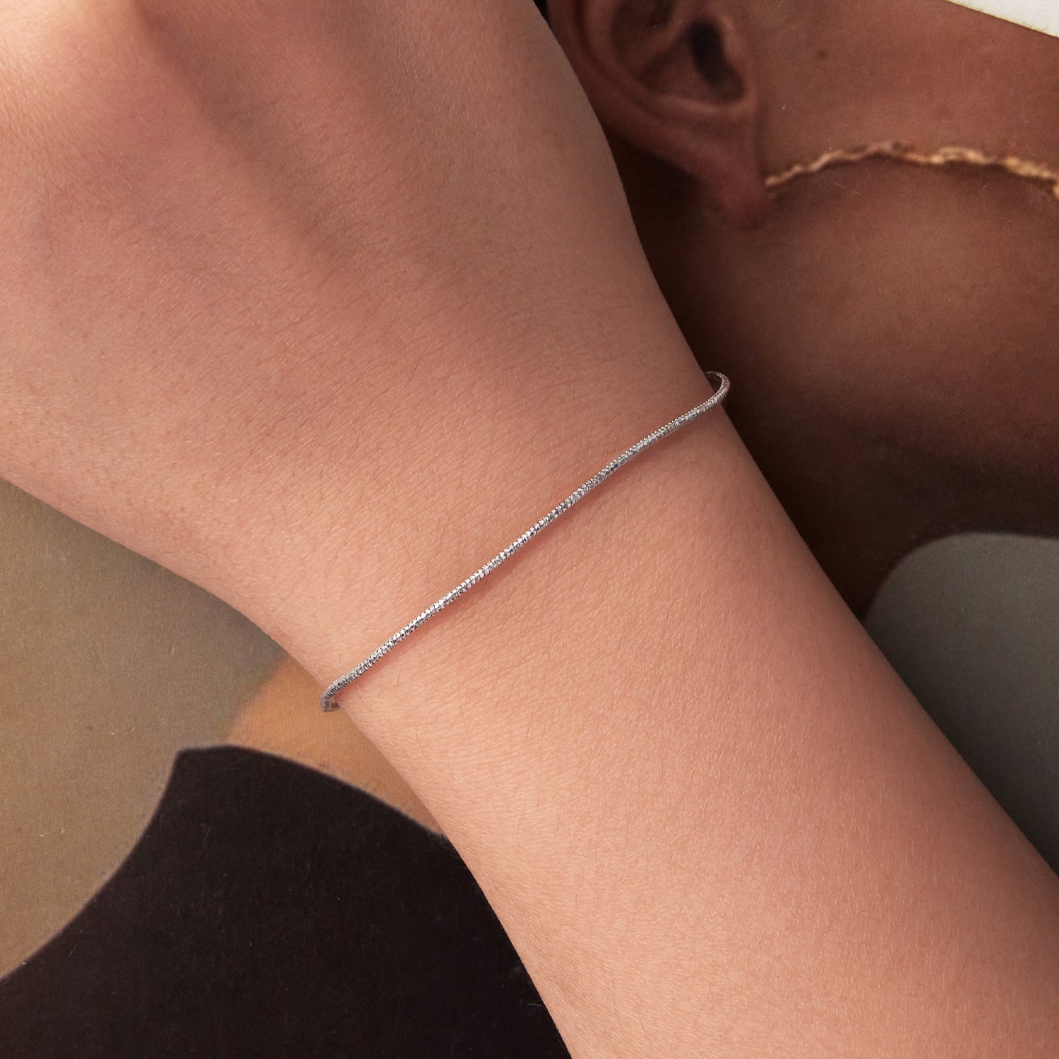 925 Sterling Silver Plated White Gold Adjustable Bracelet for Women
