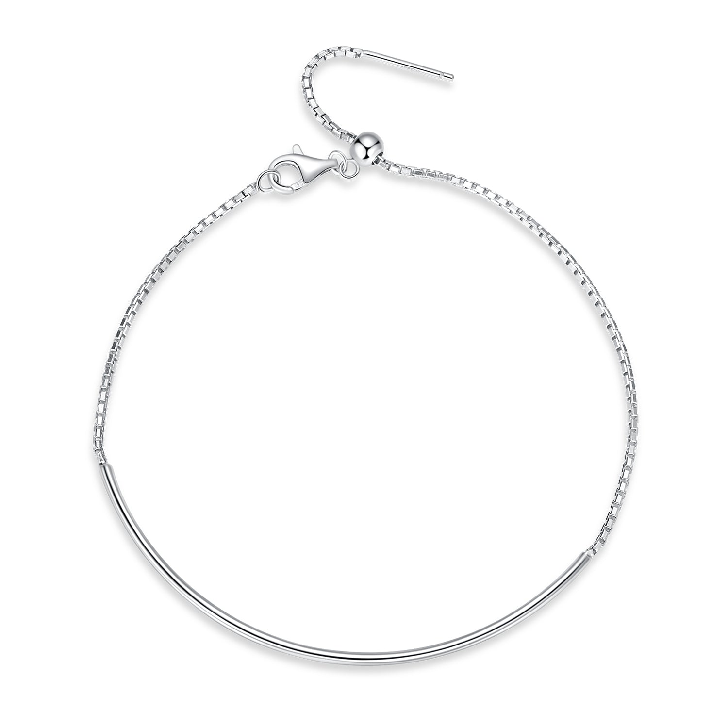 925 Sterling Silver Adjustable Platinum-Plated Bracelet for Women