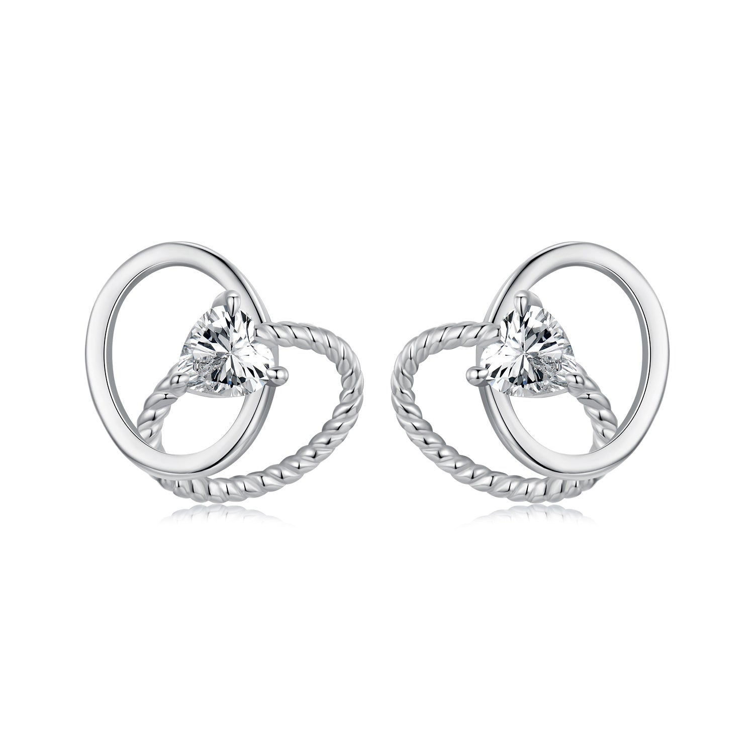 925 Sterling Silver White Gold Plated Pavé Setting CZ Earrings