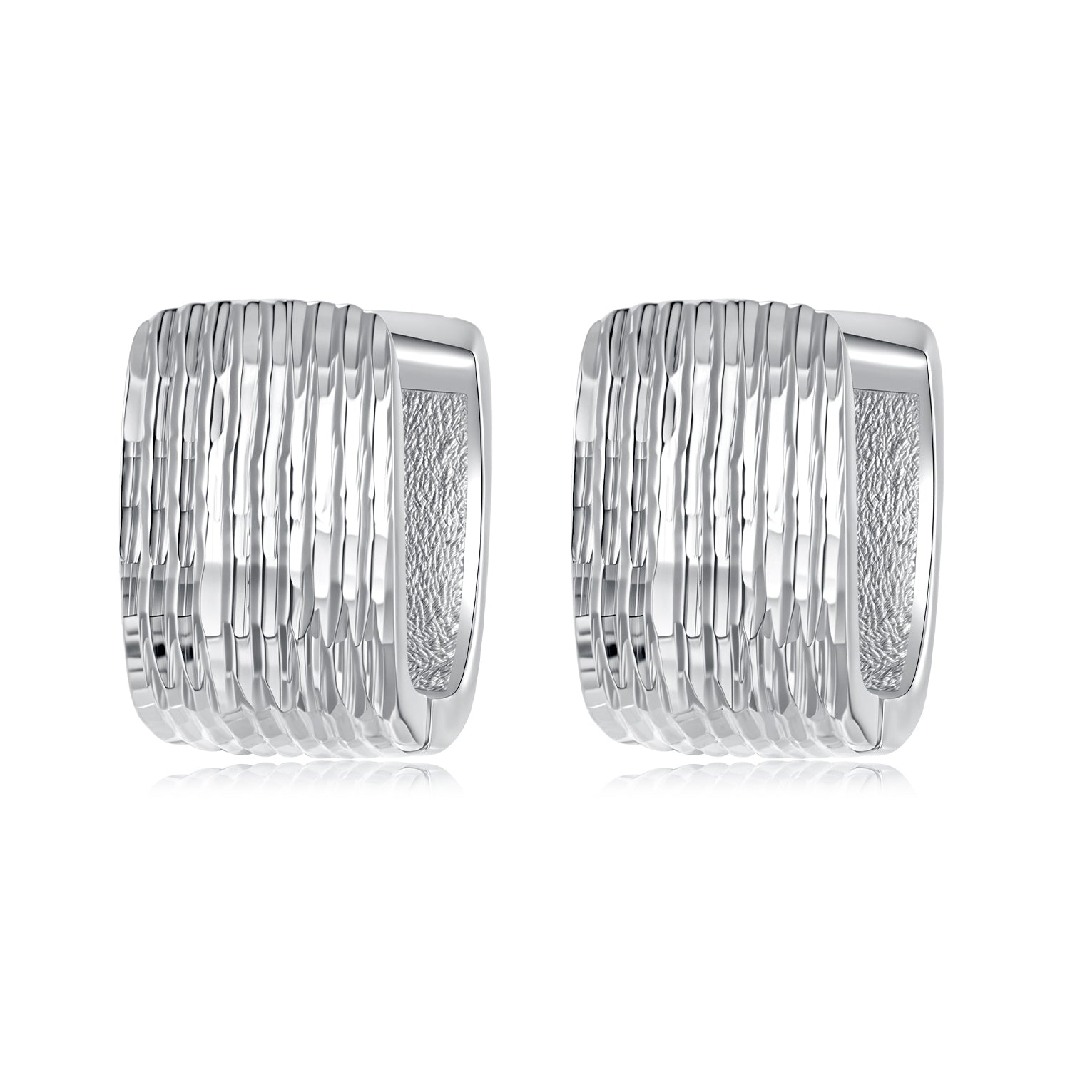 925 Sterling Silver Earrings for Women with White Gold Plating - 1.1cm x 0.7cm