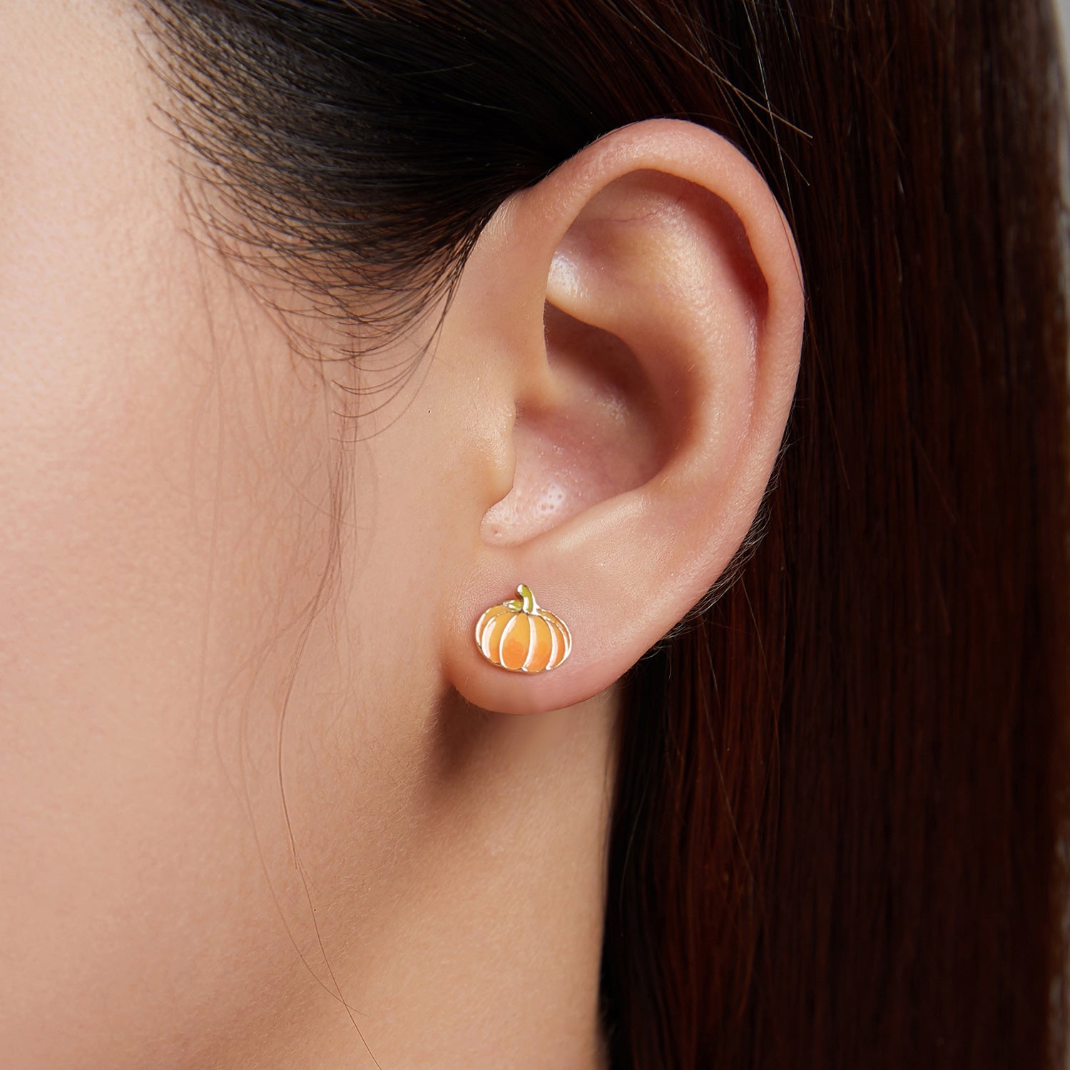 925 Sterling Silver Earrings with Enamel Finish in Gold Plating - 0.8*0.9cm for Women