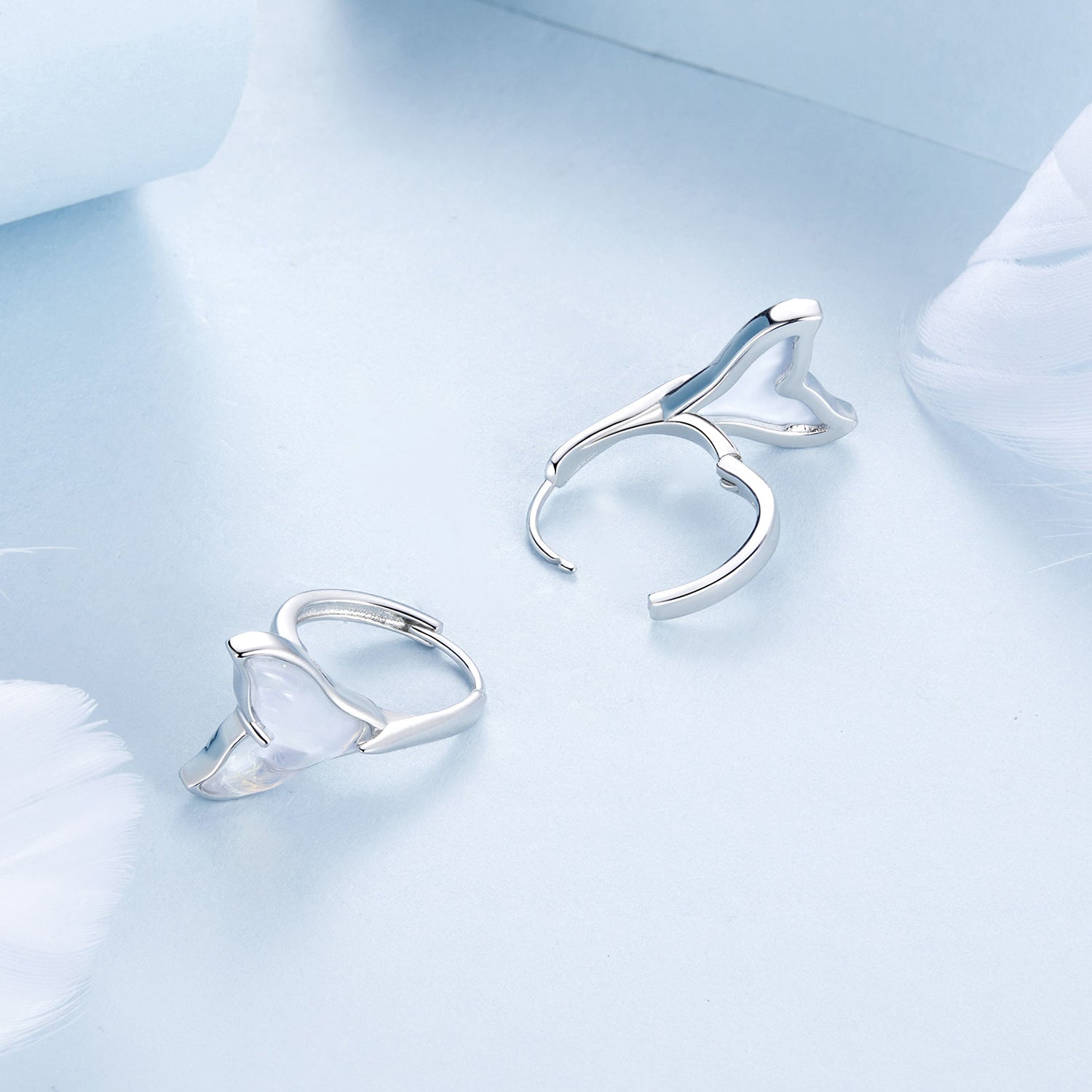 925 Sterling Silver Transparent Glass Earrings for Women