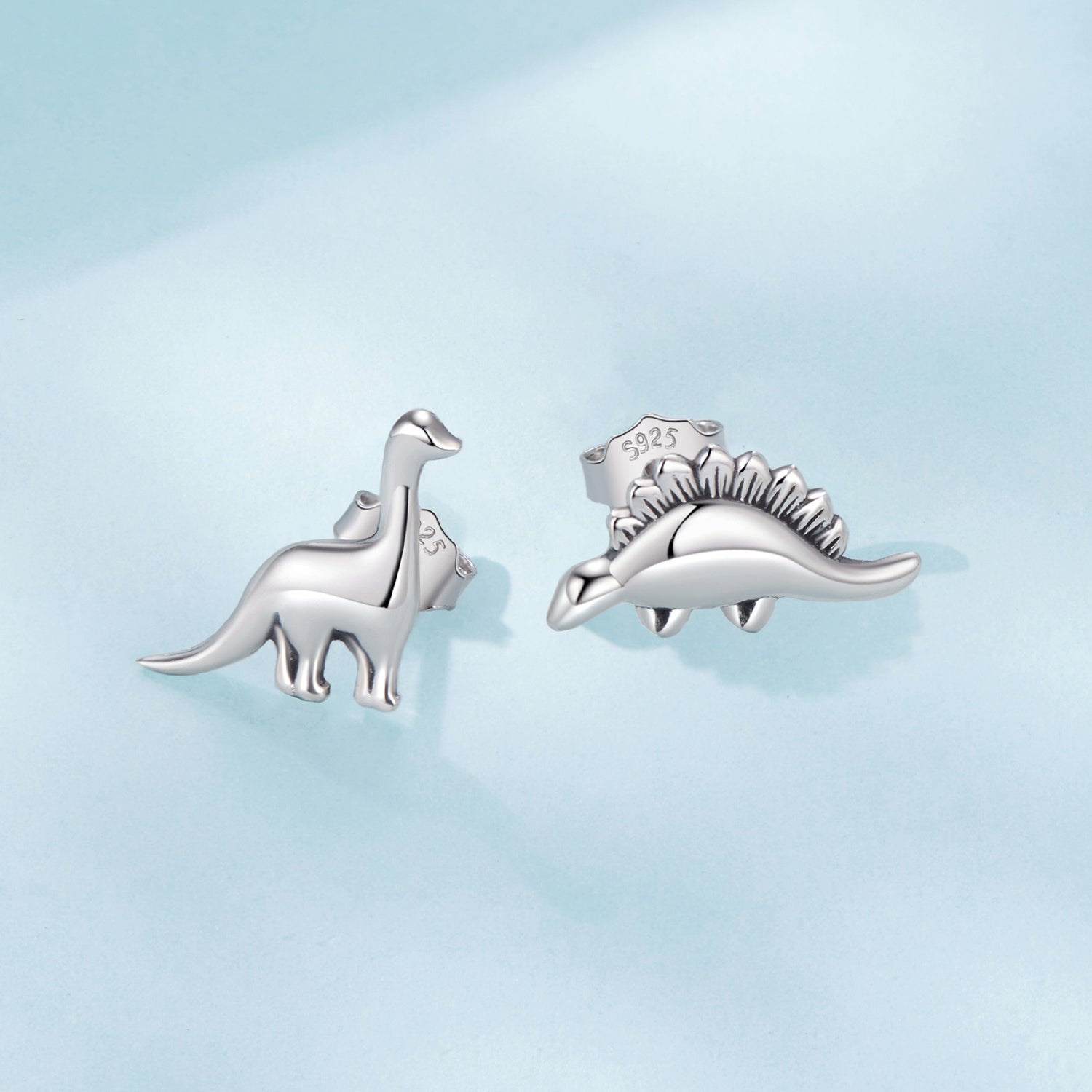 925 Sterling Silver Earrings with Oxidized Finish, 1.1*1cm & 1.2*0.6cm for Women