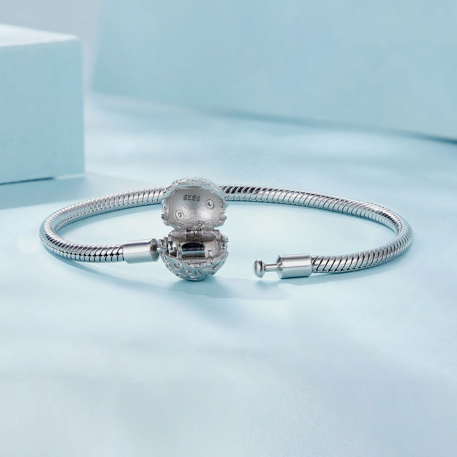925 Sterling Silver White Gold Plated 17cm CZ Pavé Bracelet for Women