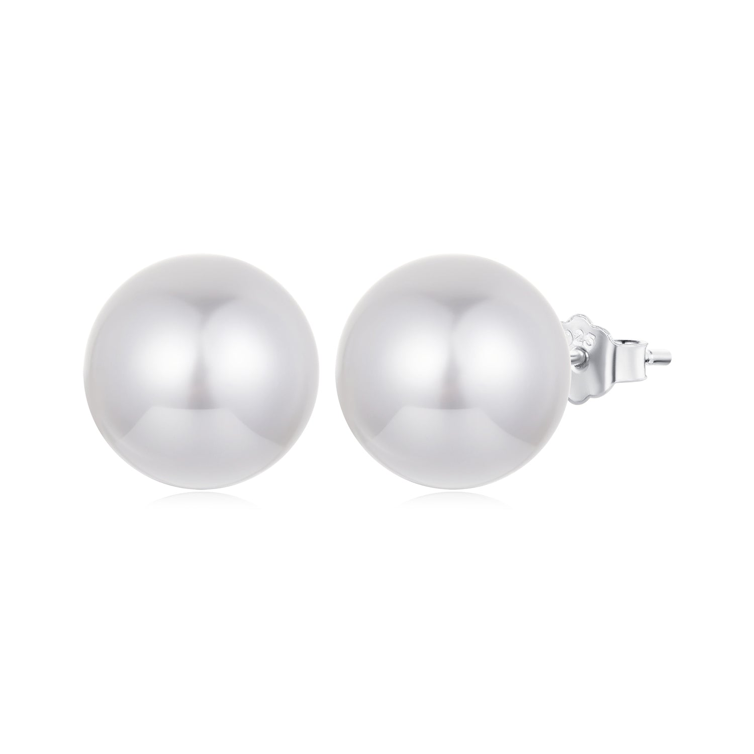 925 Sterling Silver Earrings with Quality Shell Pearl in White Gold Plating for Women