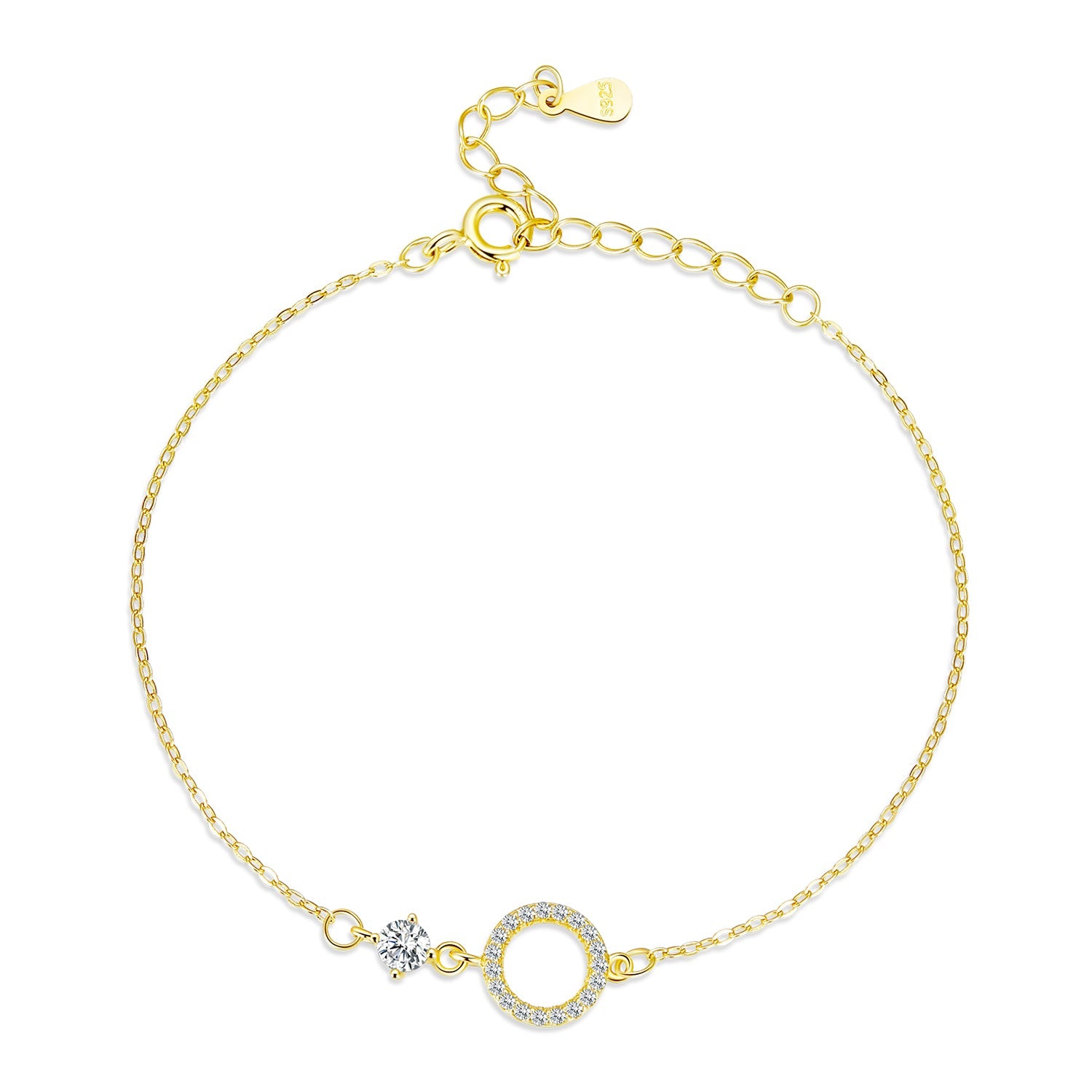 925 Sterling Silver Adjustable Bracelet with Pavé Set CZ for Women