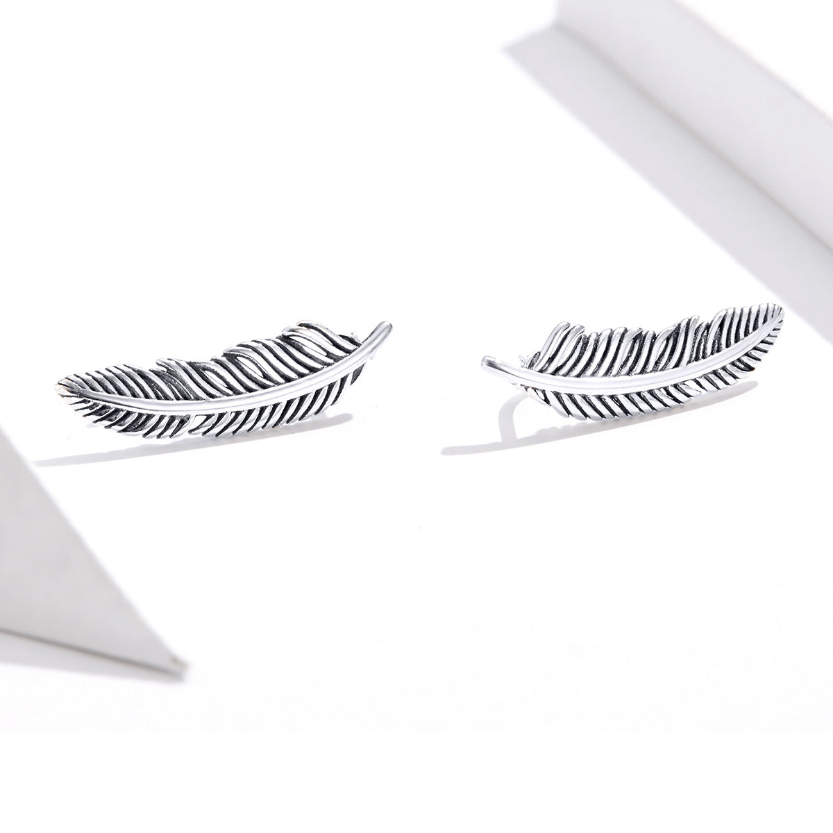925 Sterling Silver Earrings - Oxidized Silver - 2.4cm x 0.7cm - Women