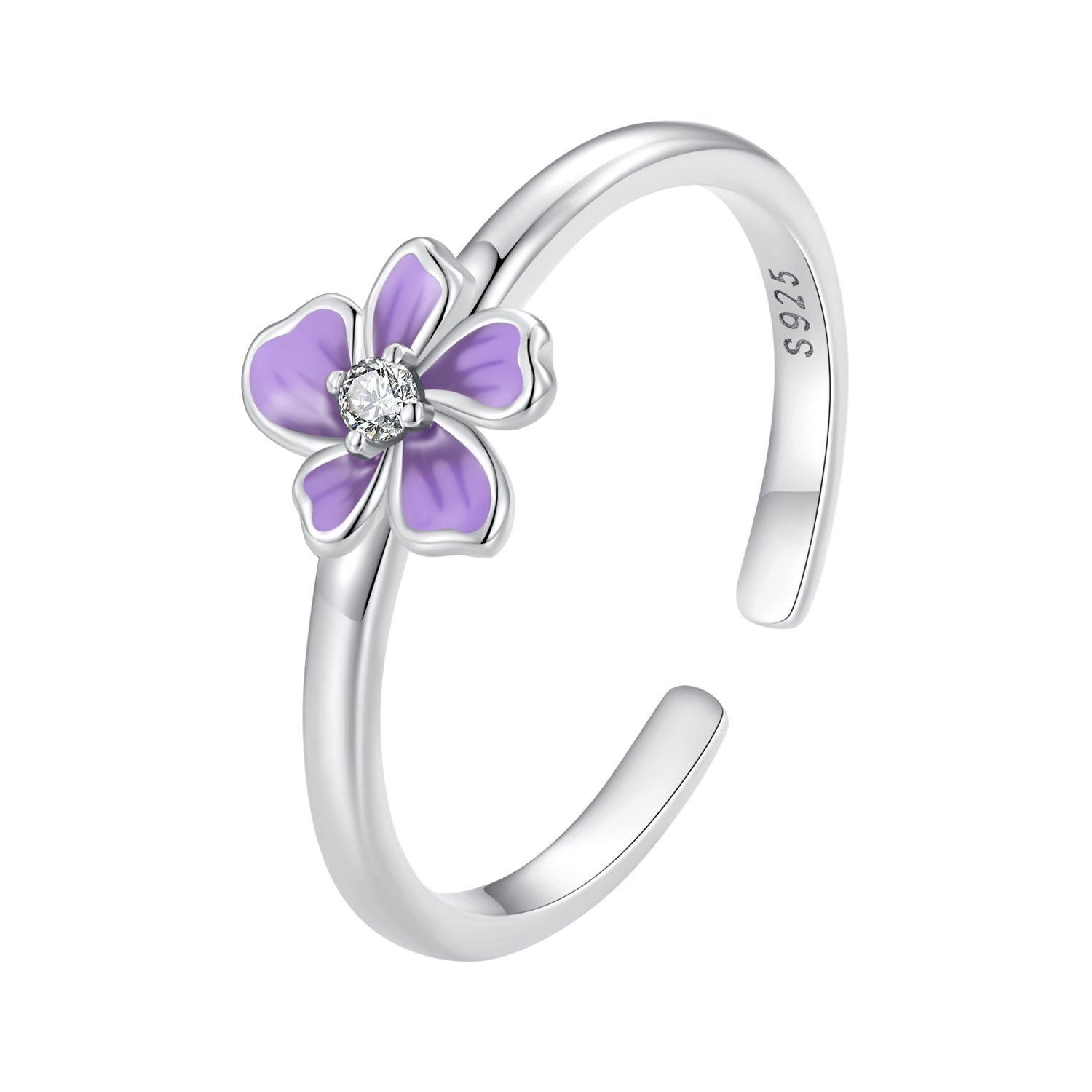 S925 Sterling Silver Enamel Plated Platinum Ring