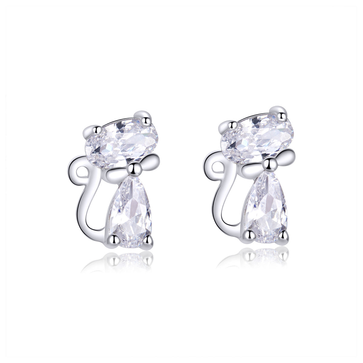 925 Sterling Silver Plated Platinum Earrings with Pavé Setting CZ for Women