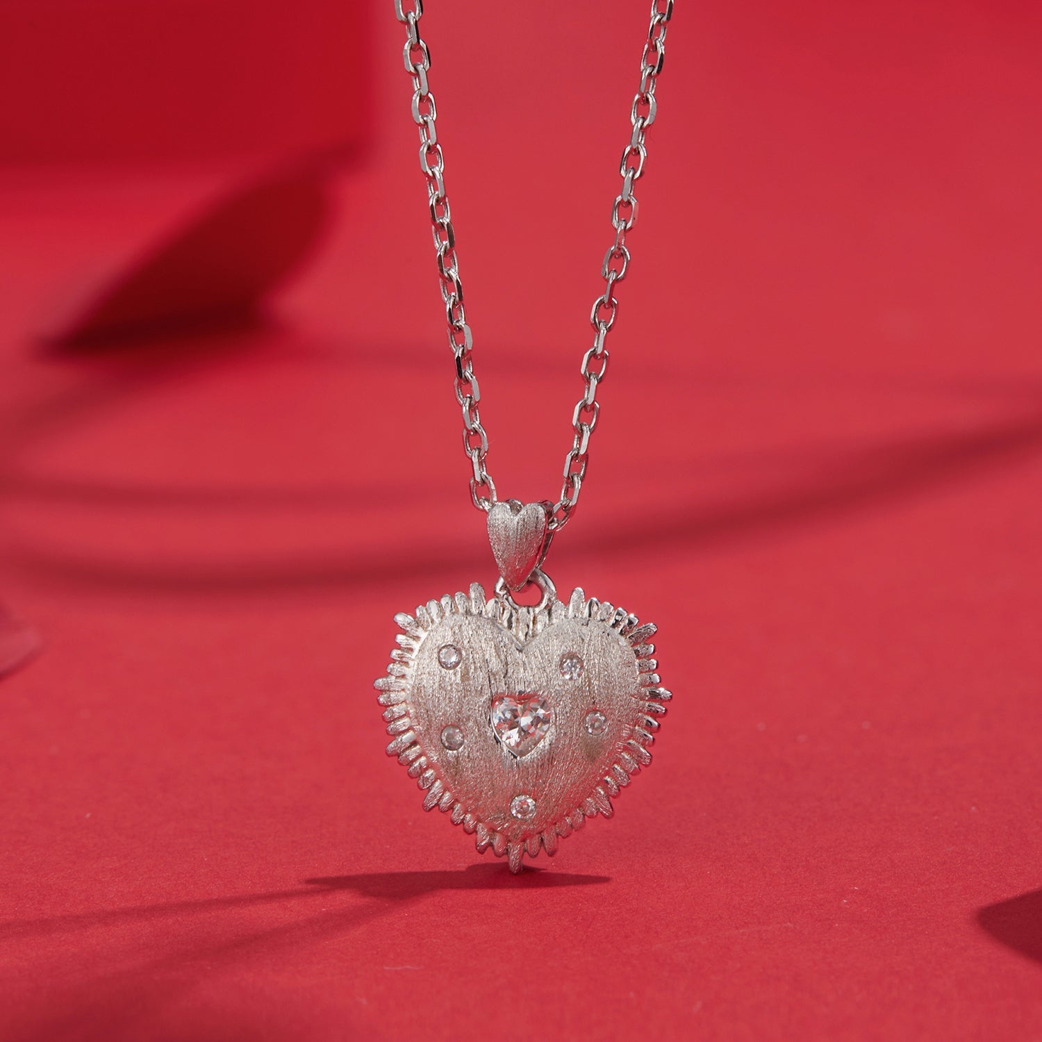 925 Sterling Silver White Gold Plated Necklace with CZ Pendant for Women