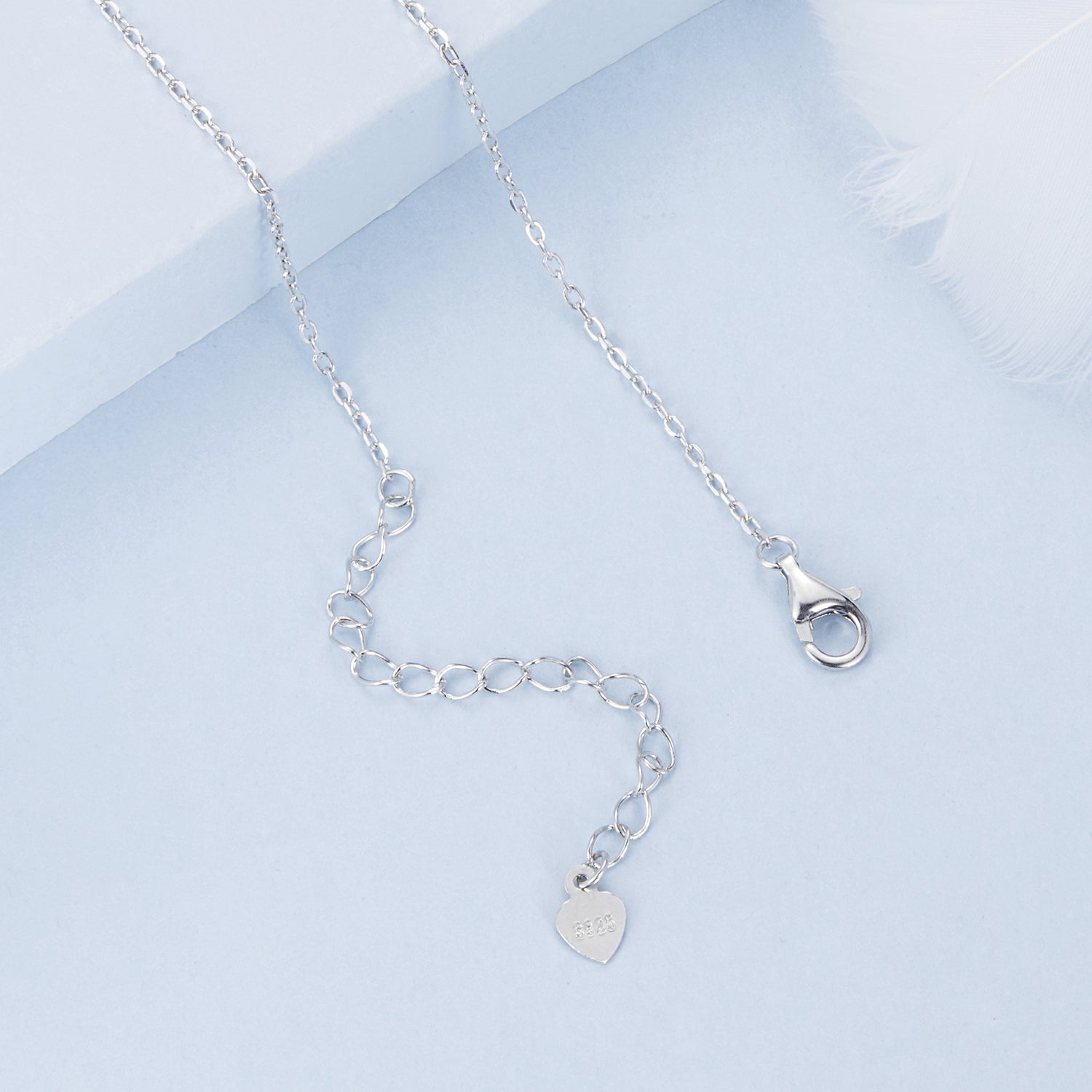 925 Sterling Silver Pendant Necklace with CZ and Transparent Glass for Women