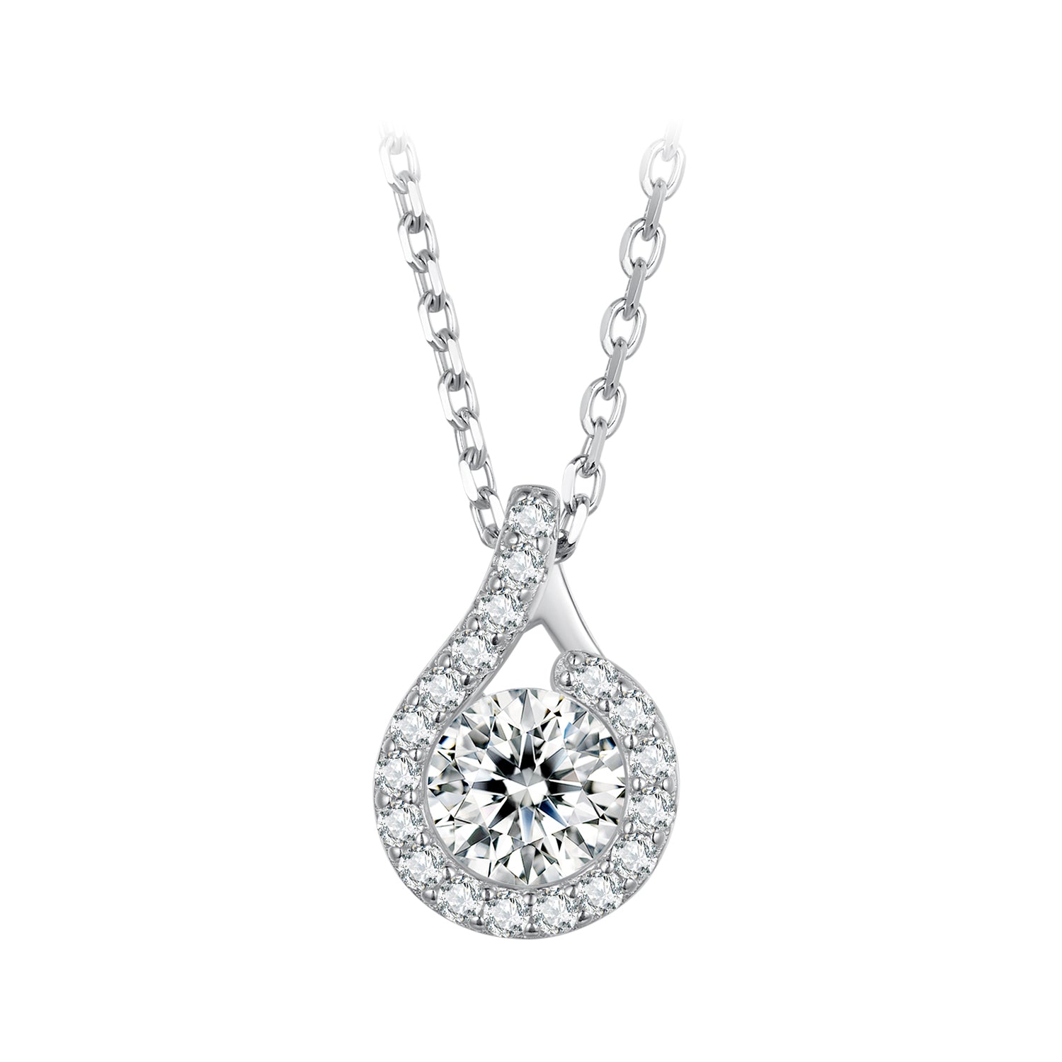 925 Sterling Silver Moissanite Necklace with CZ, 400mm Length, 15x10mm Pendant for Women
