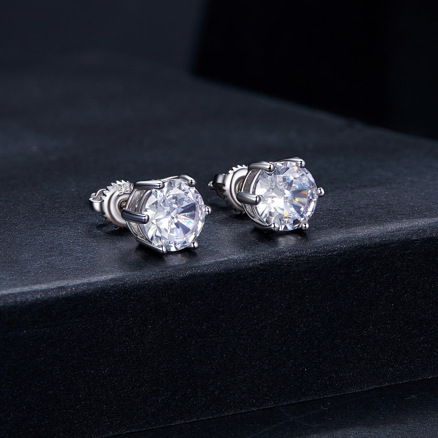 925 Sterling Silver Pavé Set CZ Earrings for Women - 0.5x0.5 cm