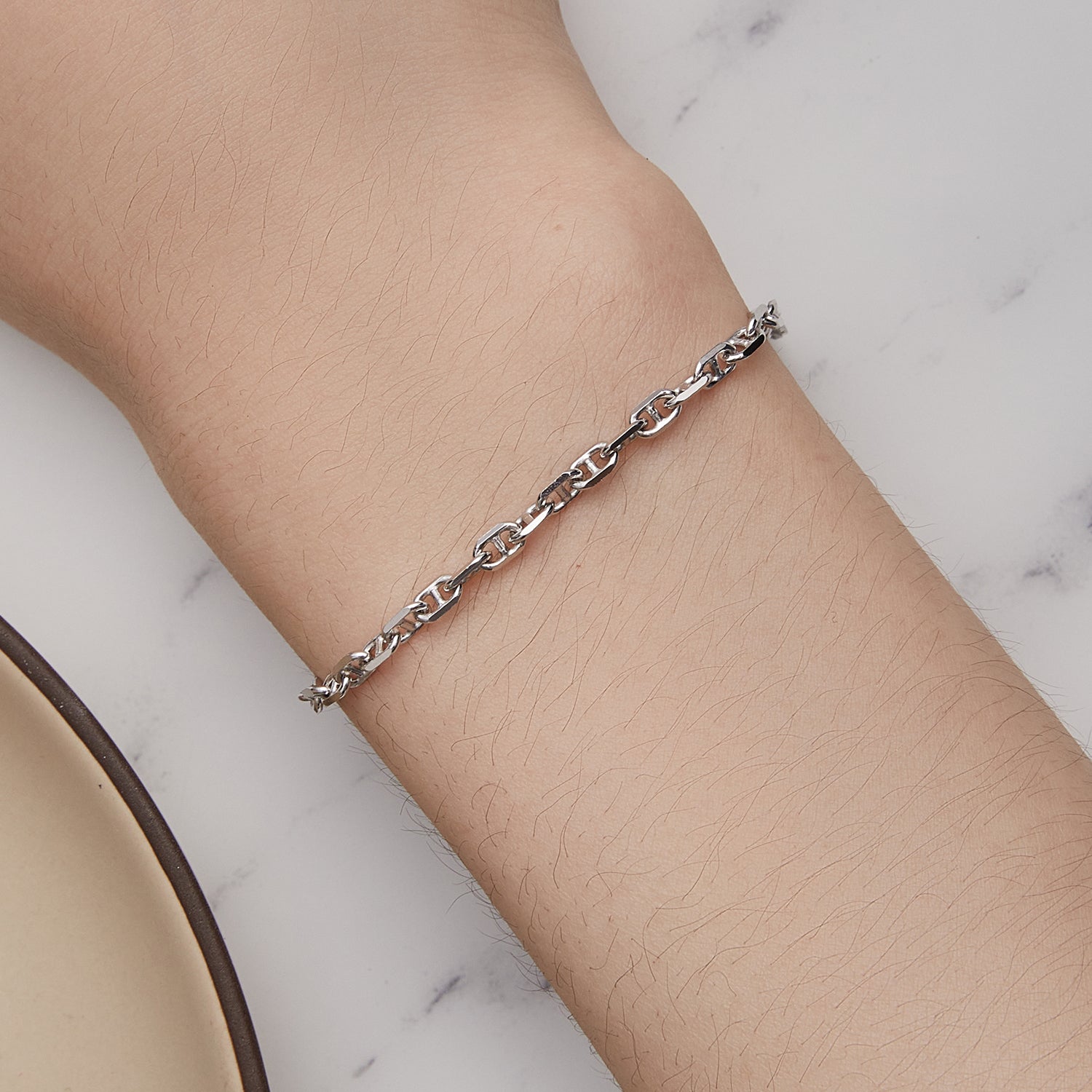 925 Sterling Silver Platinum Plated Bracelet 160+50mm for Women