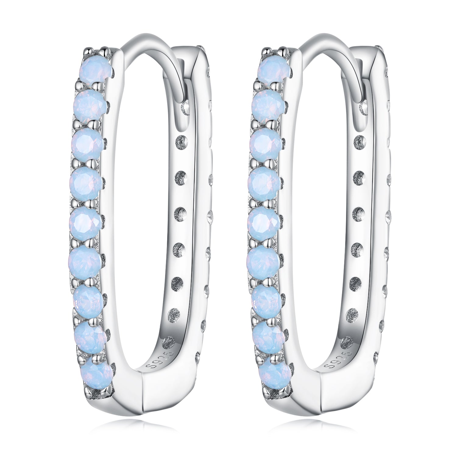925 Sterling Silver Opal Earrings with Platinum Plating for Women
