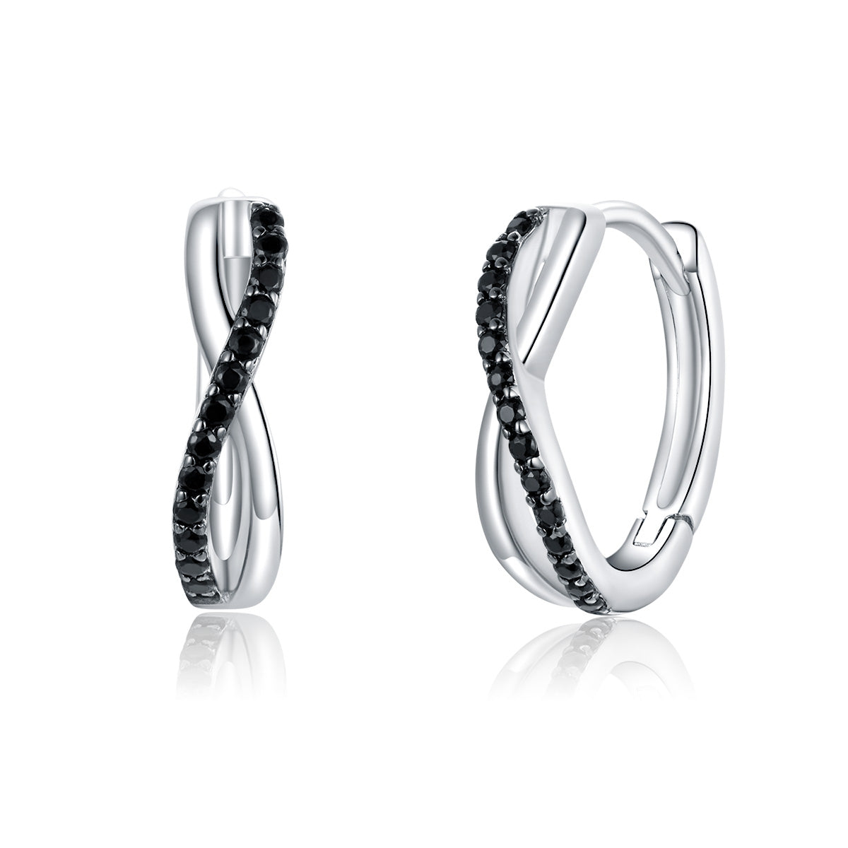 925 Sterling Silver Earrings 1.3*0.4cm with Pavé Setting CZ for Women