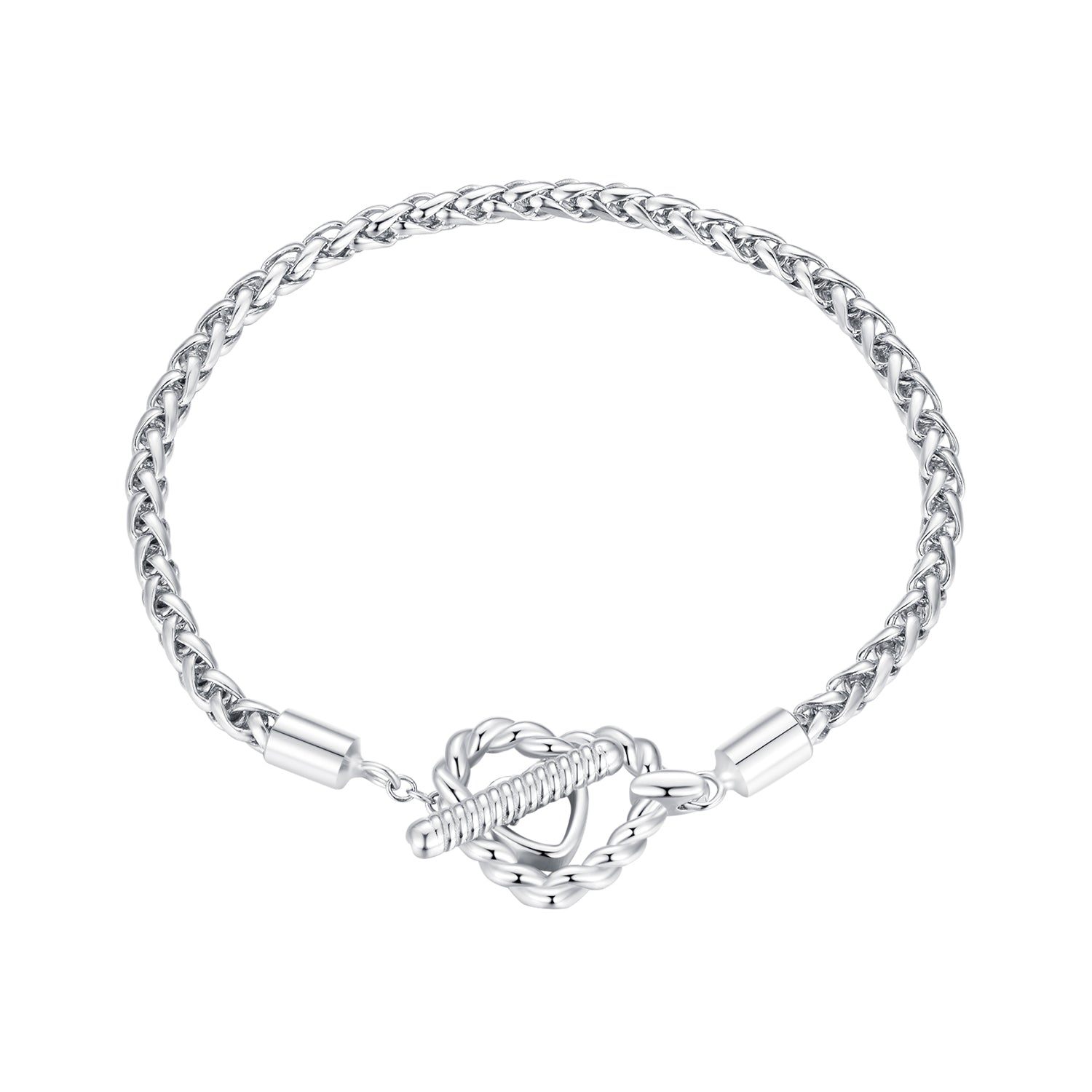 925 Sterling Silver 3.0mm Plated Platinum Bracelet Size 17.0 for Women