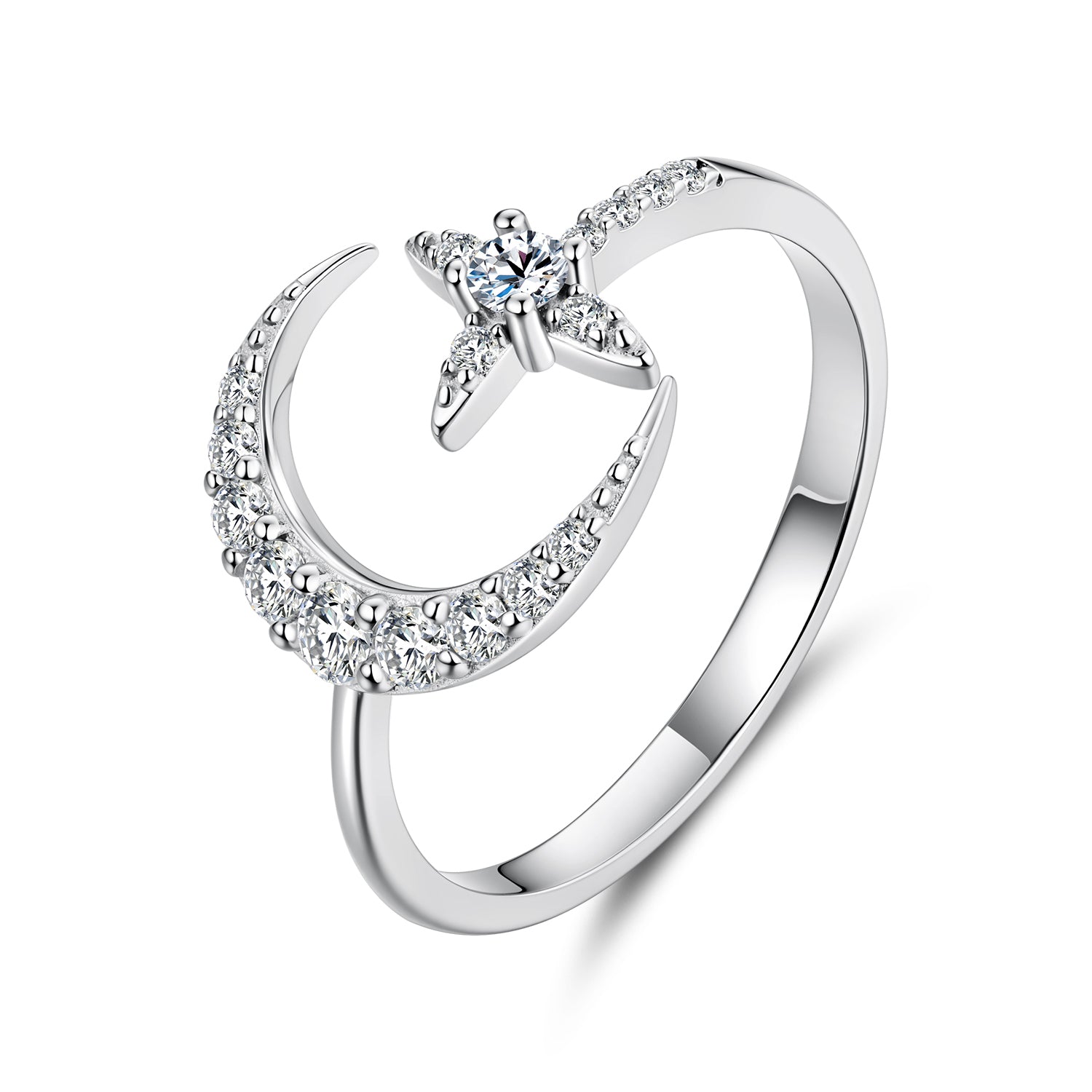 925 Sterling Silver Moissanite 0.25cm White Gold Plated Ring - Size E for Women