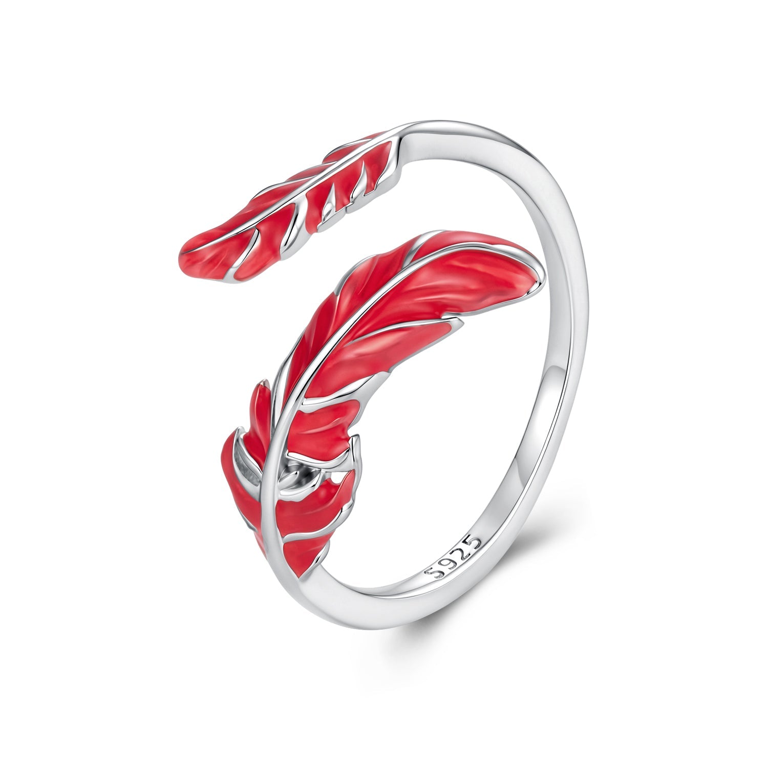 925 Sterling Silver Ring with White Gold Plating for Women - Style E