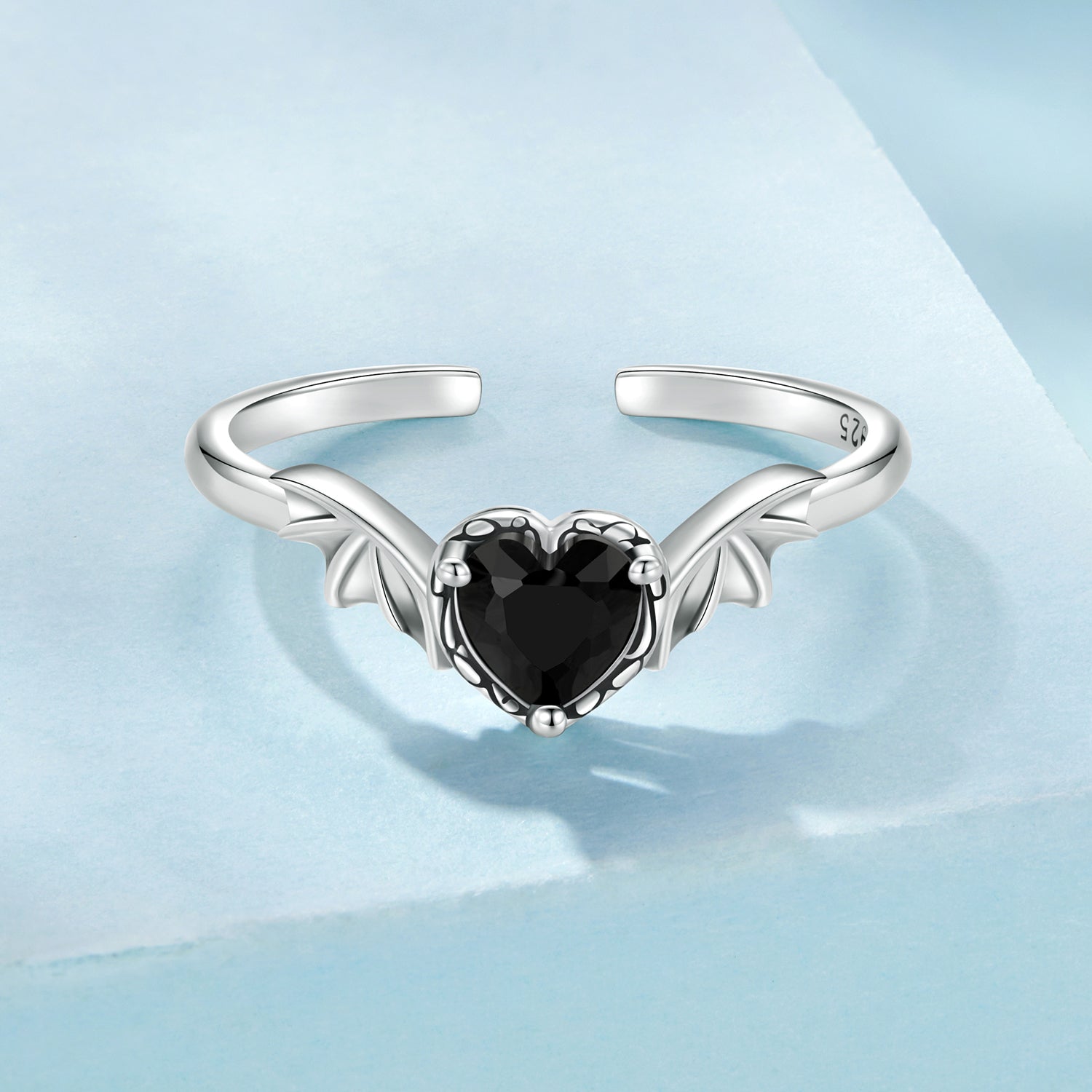 925 Sterling Silver Oxidized Pendant CZ Ring