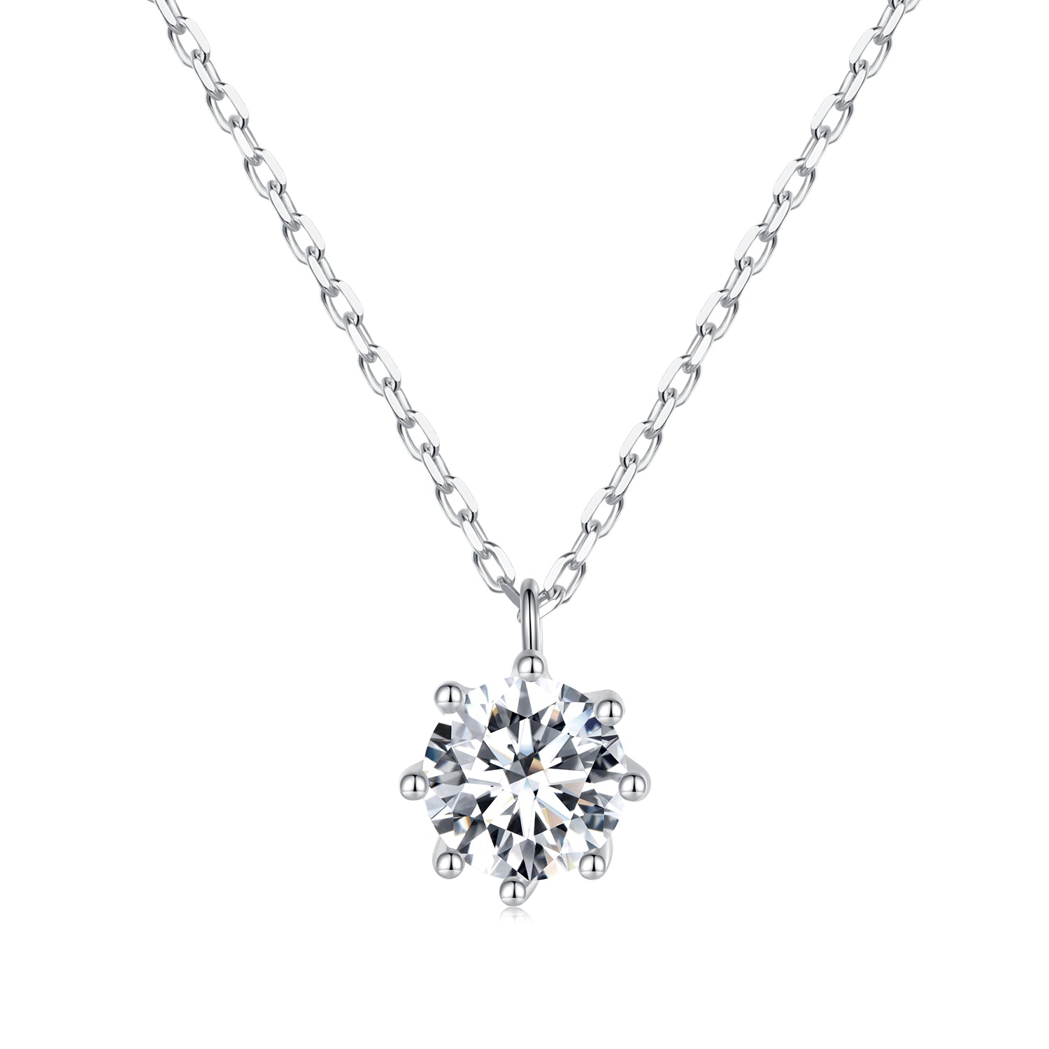 925 Sterling Silver Plated Platinum Moissanite Necklace 39+5cm for Women