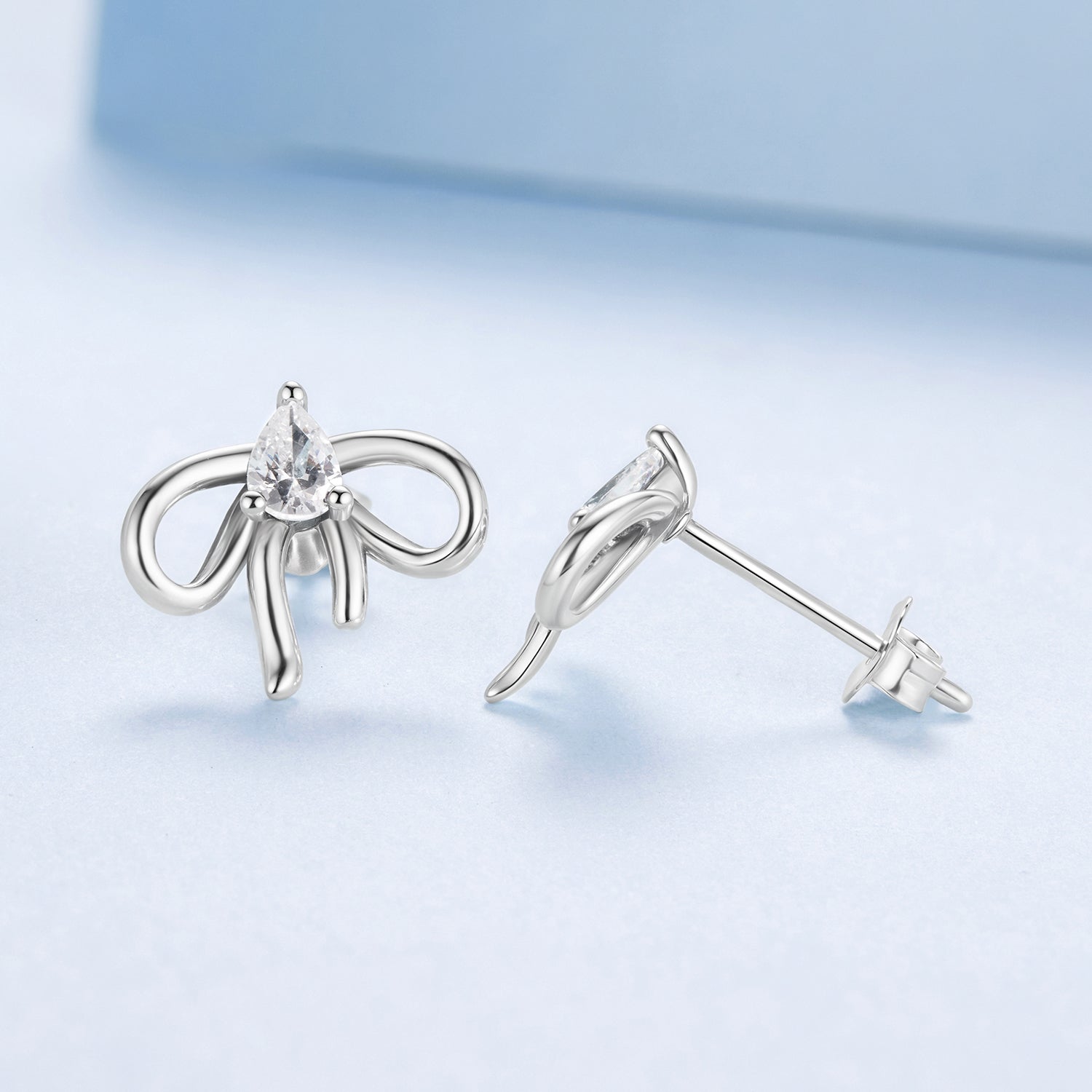 925 Sterling Silver Earrings with Pavé Setting & Oxidized Finish