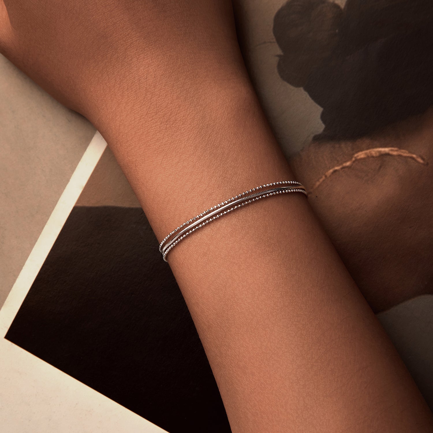 925 Sterling Silver & White Gold Plated Bracelet
