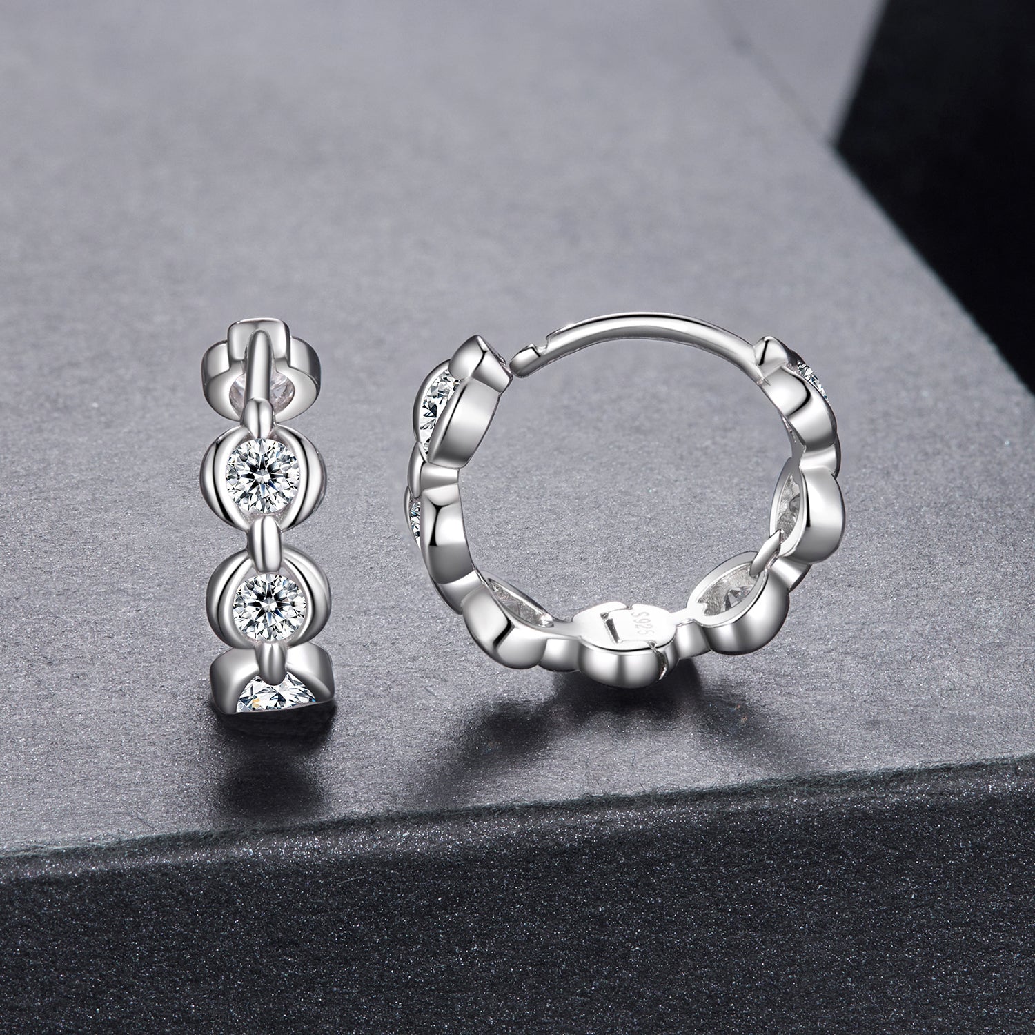 925 Sterling Silver 0.25 Carat Moissanite Hoop Earrings for Women
