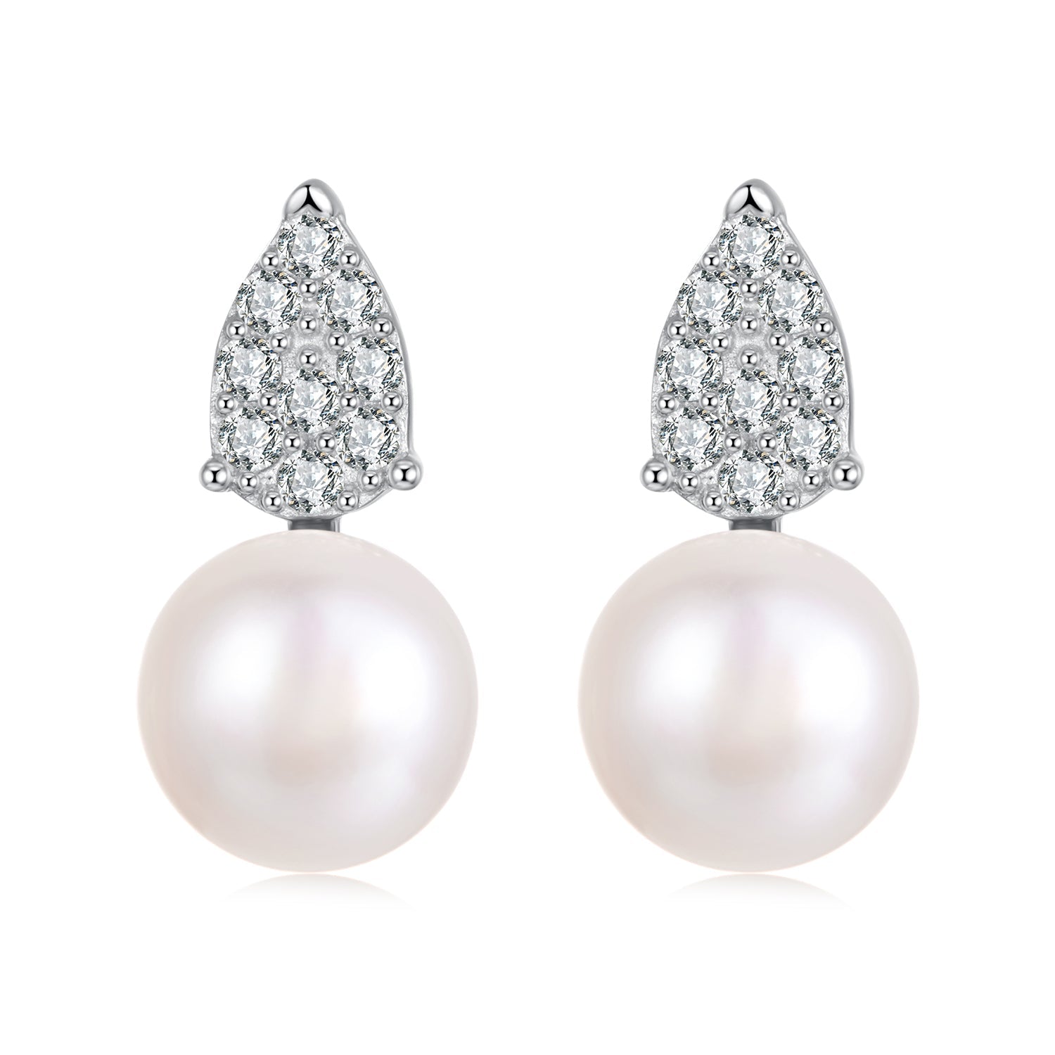 925 Sterling Silver 0.023 Carat Moissanite & Freshwater Pearl Earrings for Women