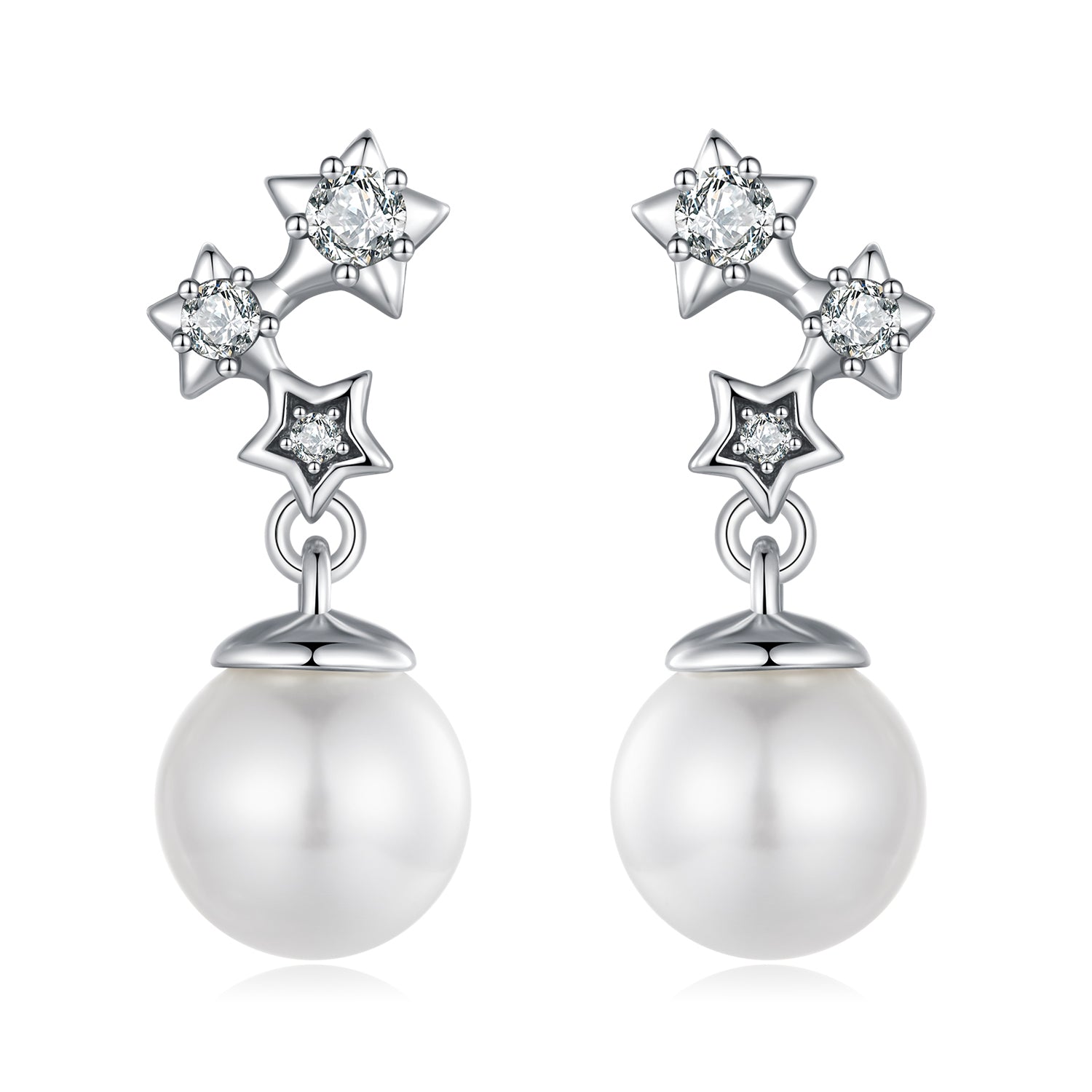 925 Sterling Silver Earrings with Quality Shell Pearl and CZ for Women