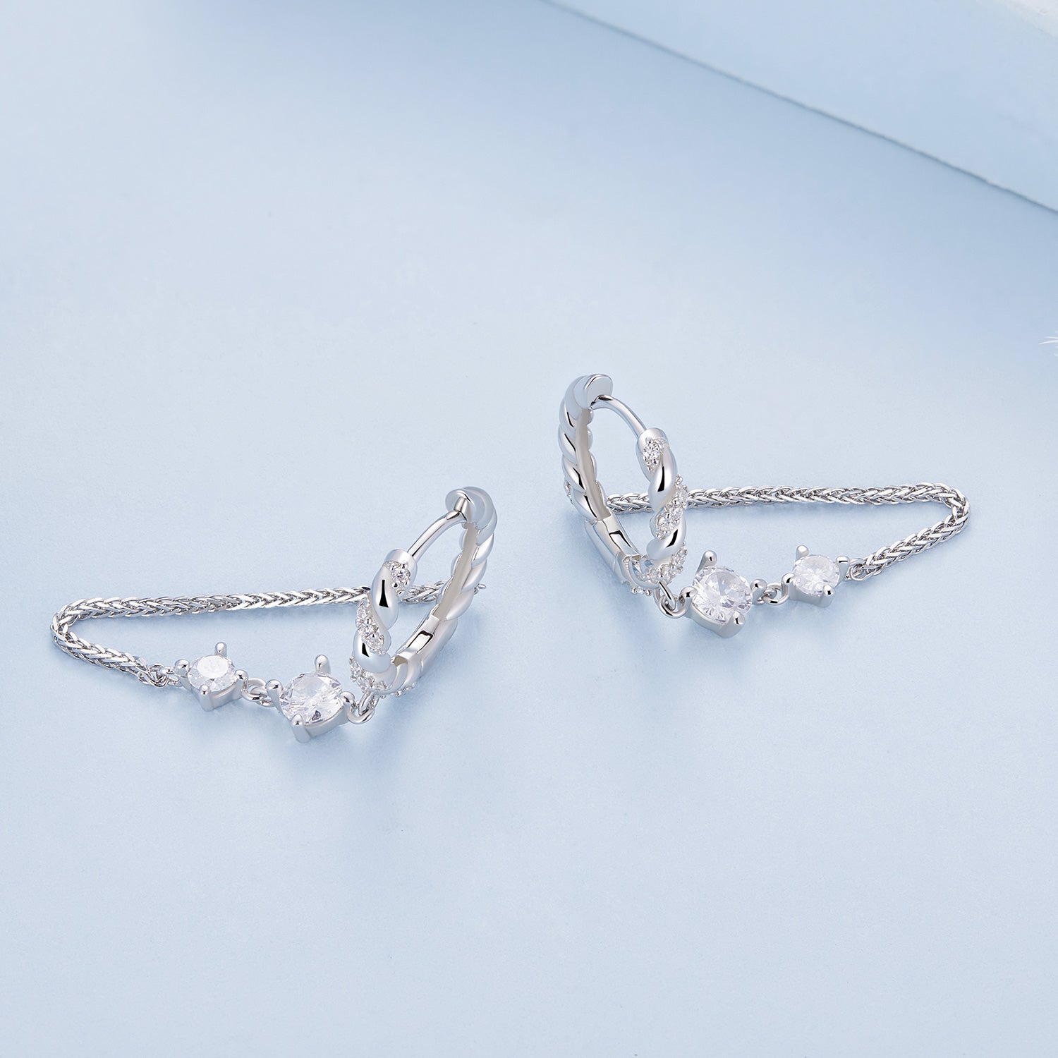 925 Sterling Silver Earrings with Pavé Setting CZ, 34*6mm for Women