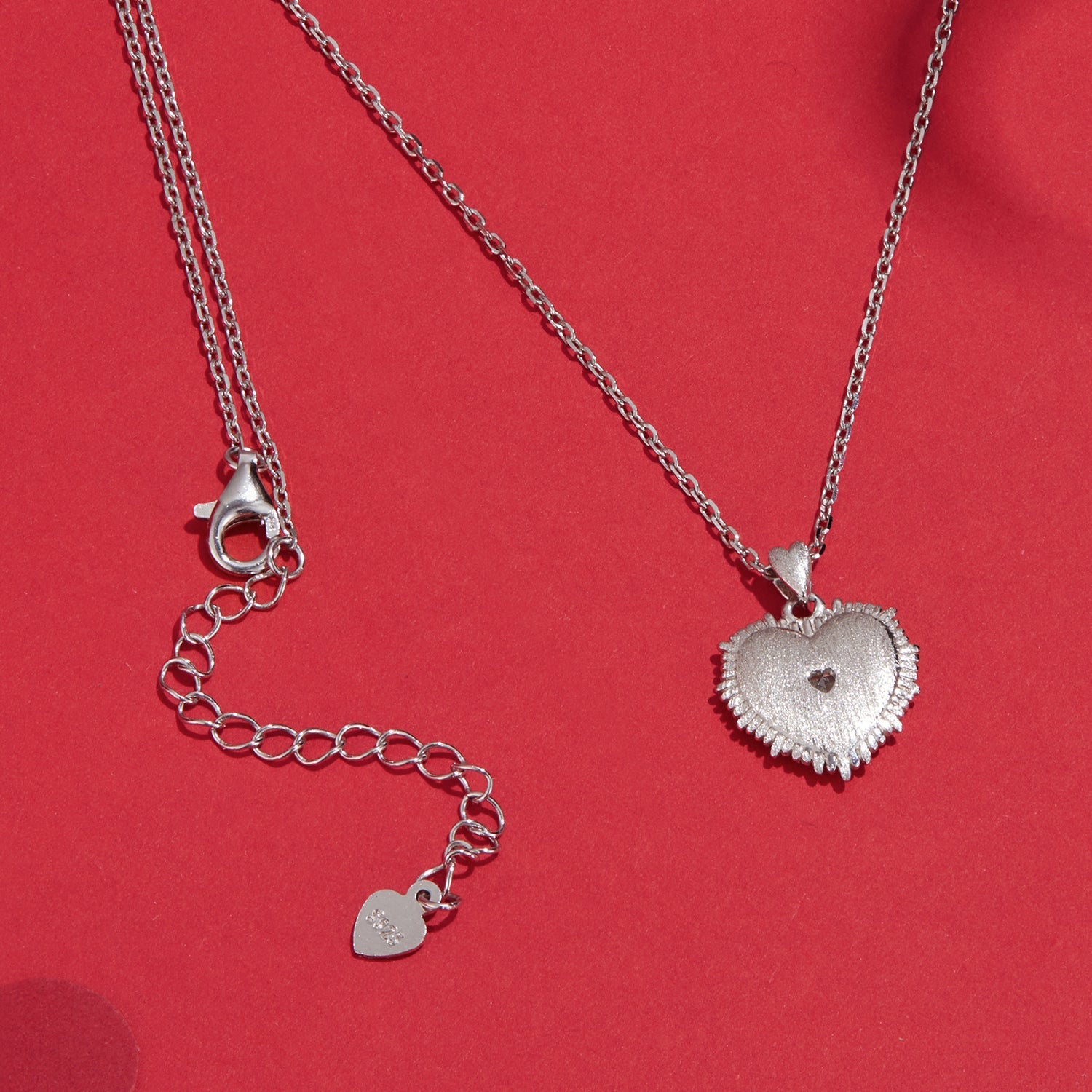 925 Sterling Silver White Gold Plated Necklace with CZ Pendant for Women