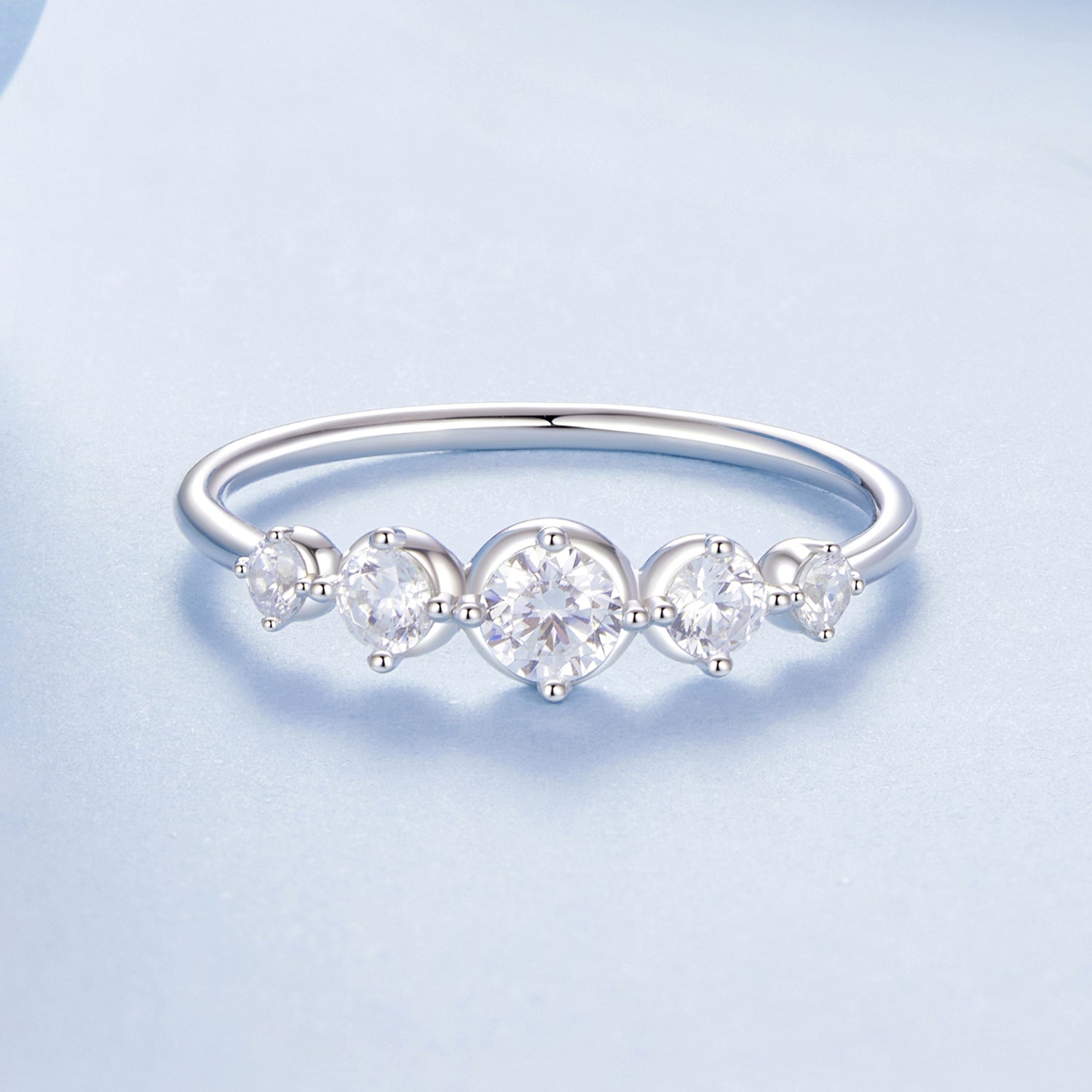 925 Sterling Silver Ring Size 6.0 with Pavé CZ in White Gold Finish for Women