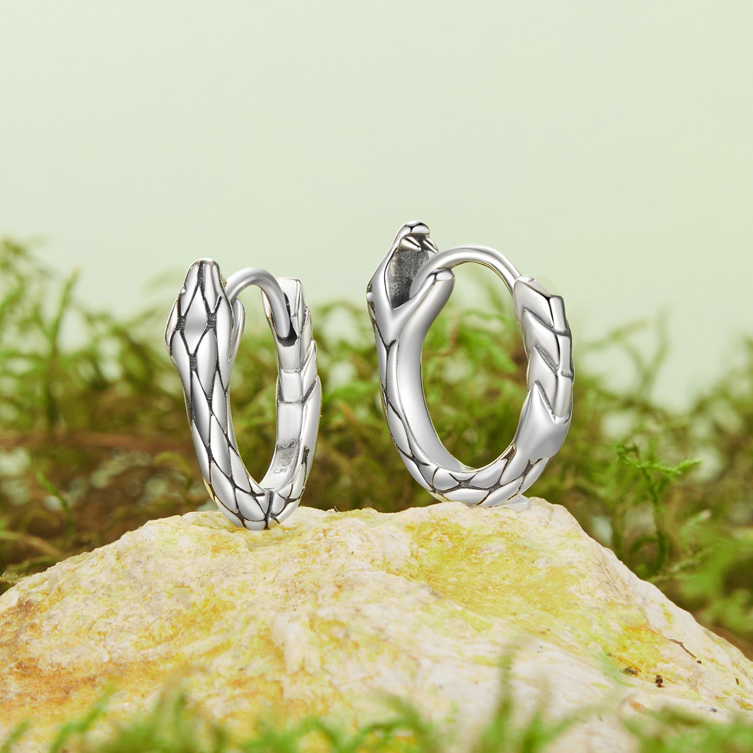 925 Sterling Silver Earrings for Women, Oxidized Silver, 1.4x0.35 cm