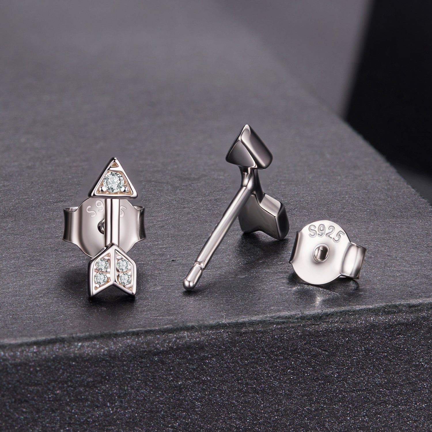 925 Sterling Silver 0.08ct and 0.12ct Moissanite Earrings in White Gold for Women