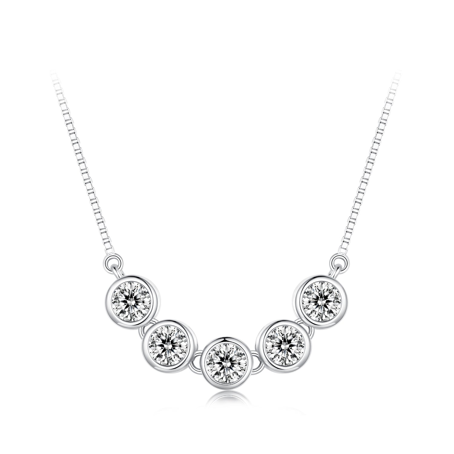 925 Sterling Silver 4mm Moissanite Plated Platinum Necklace for Women