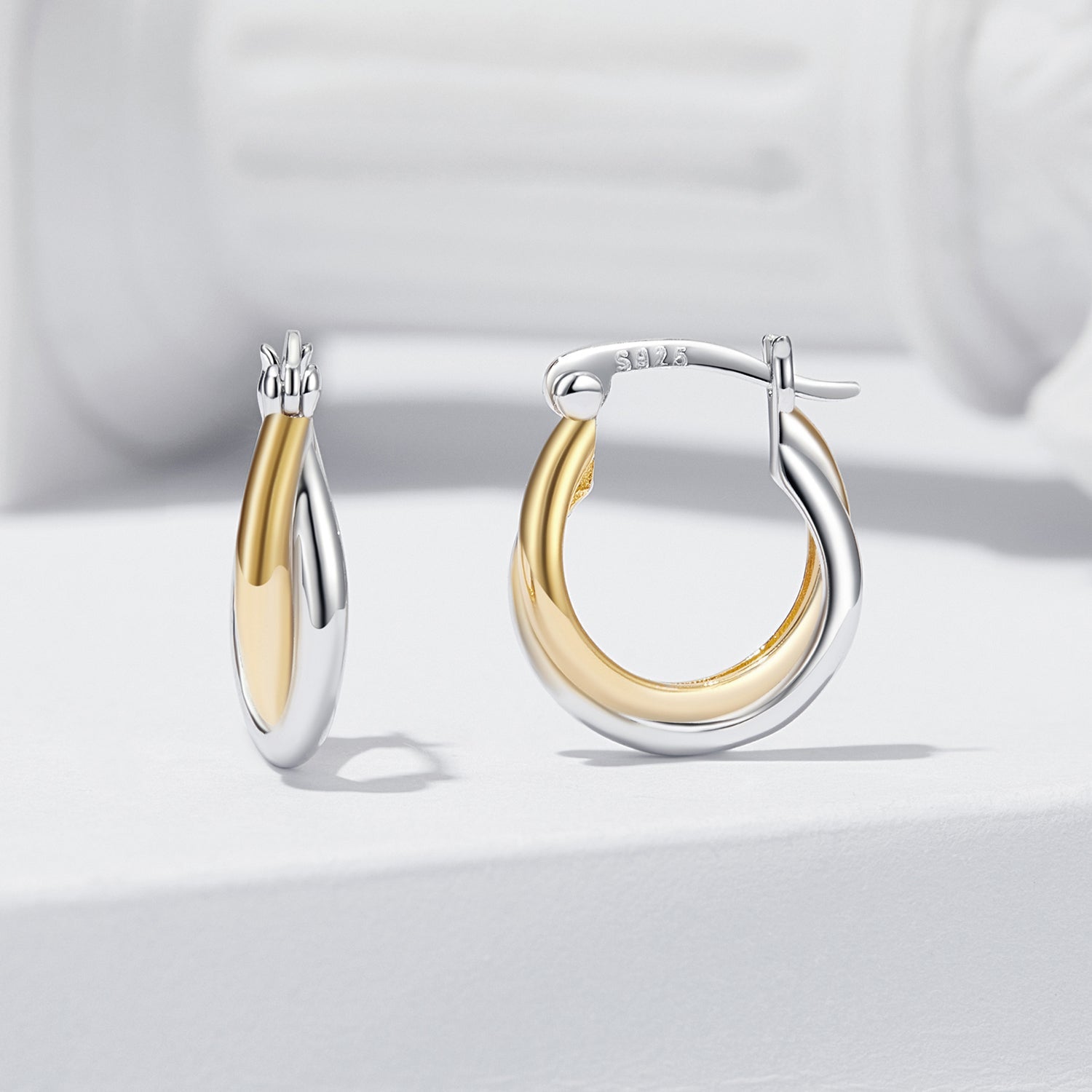 925 Sterling Silver Earrings with Platinum and Gold Plating for Women