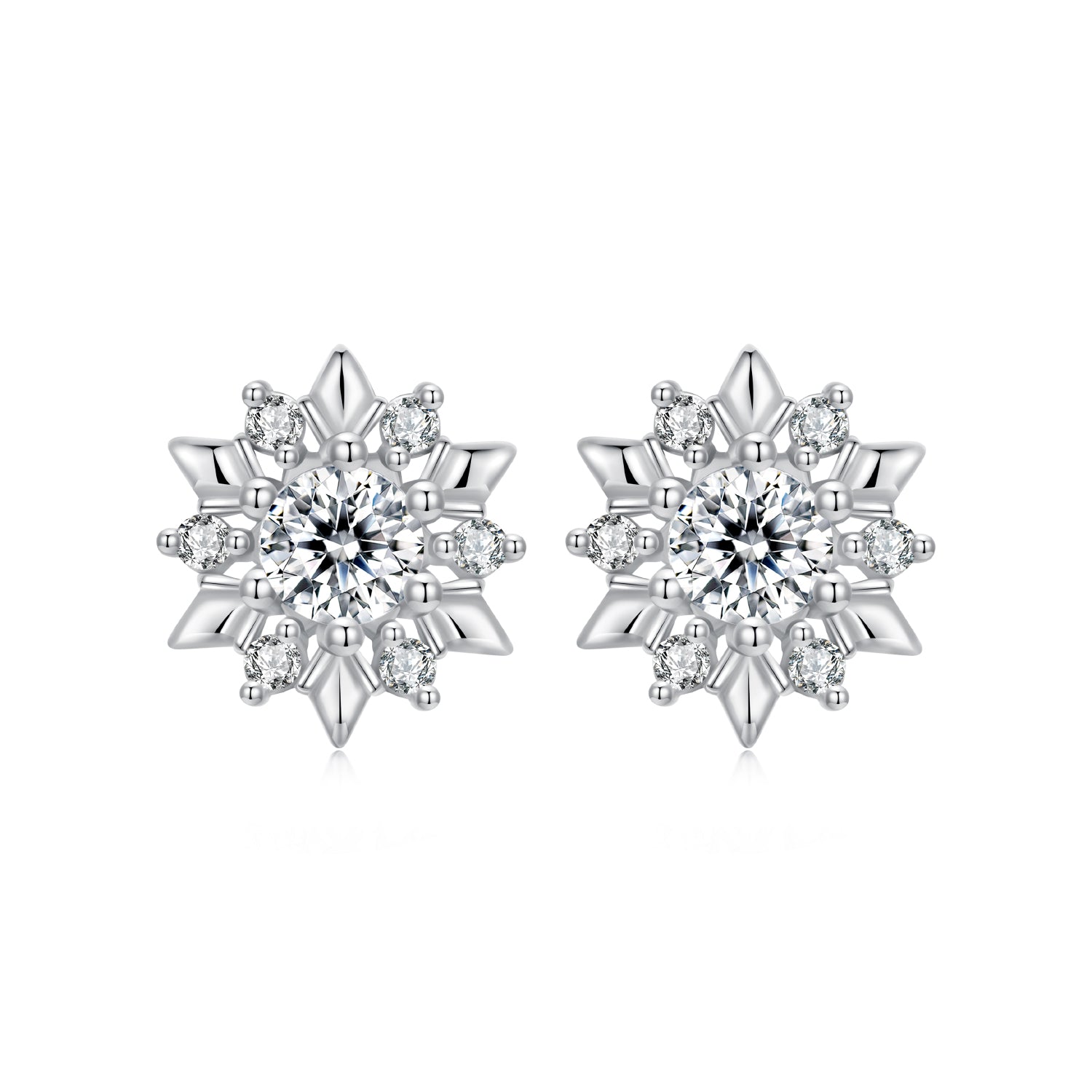 925 Sterling Silver White Gold Plated 0.7cm Pavé Set CZ Earrings for Women