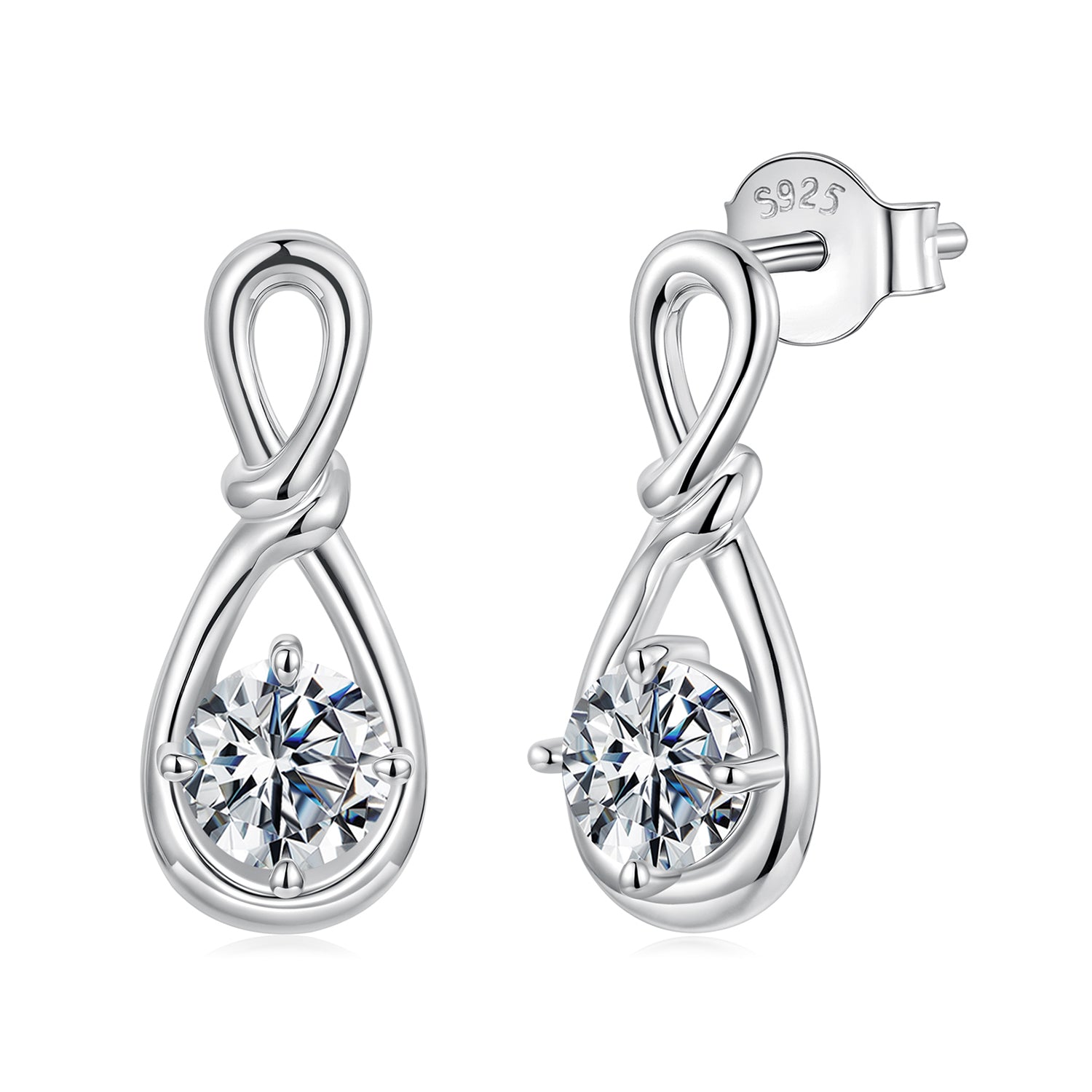 925 Sterling Silver 0.5 Carat Moissanite Earrings for Women