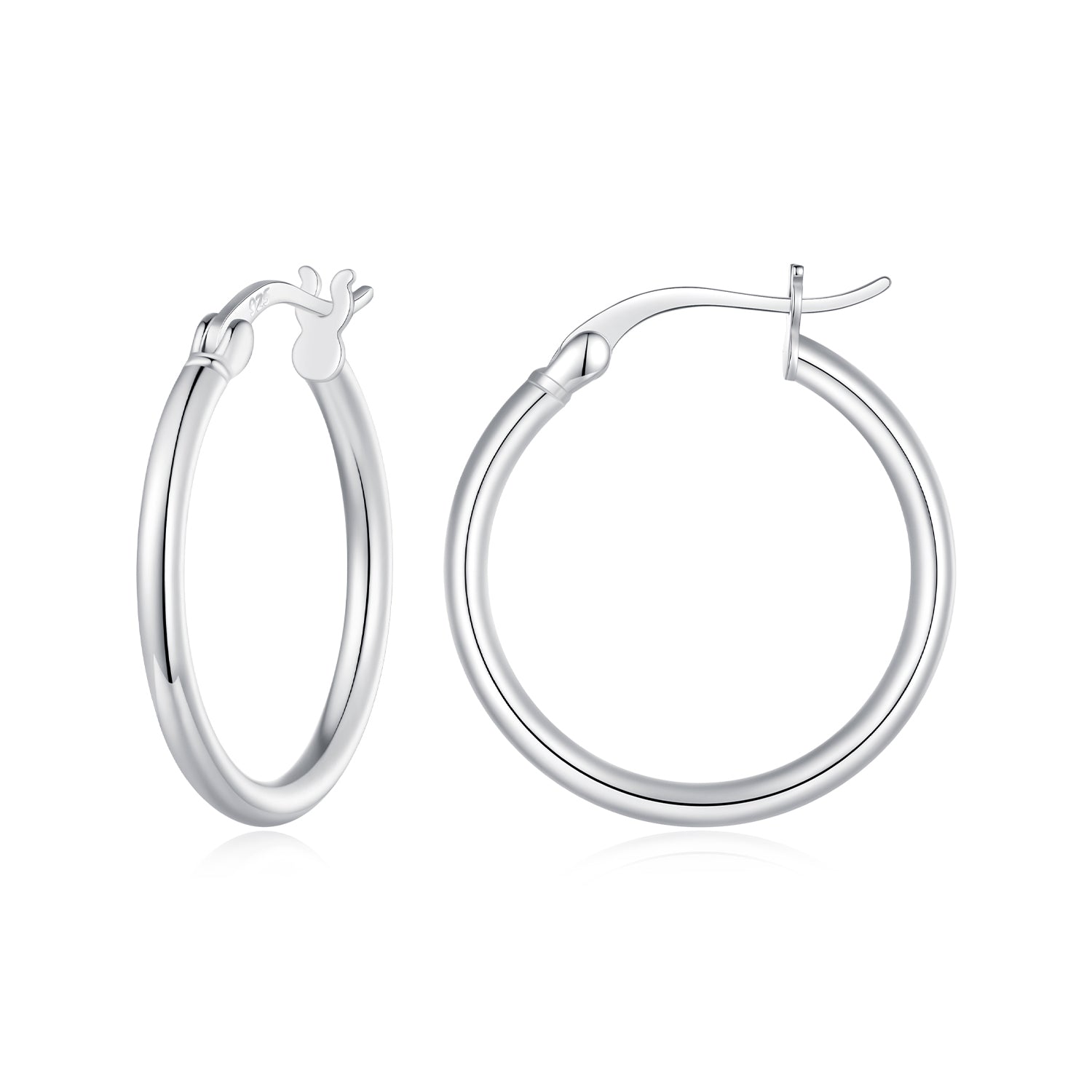 925 Sterling Silver Plated Platinum Earrings 24x2mm for Women