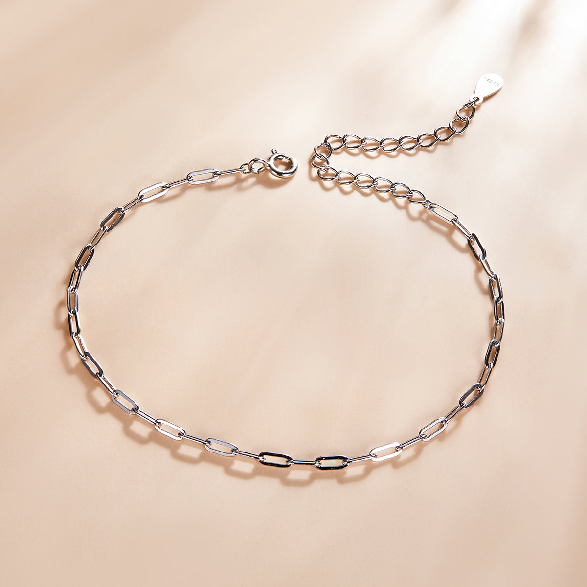 925 Sterling Silver & Plated Platinum Bracelet - 17+5cm Length