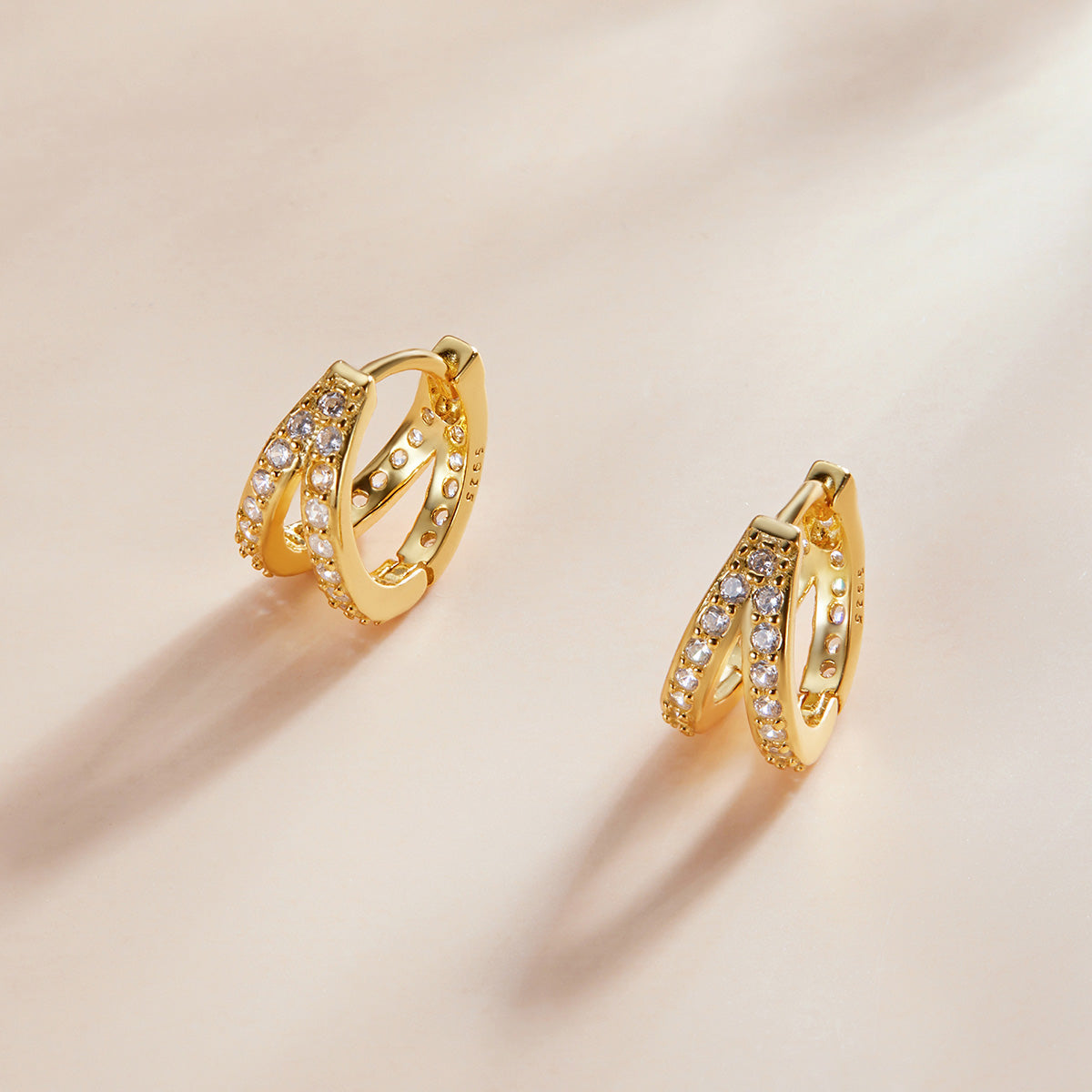 S925 Sterling Silver Earrings with Pavé Setting CZ, 1.1*0.6cm, for Women